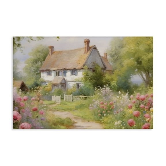 Stupell Industries Nature Filled Cottage Garden Cottage Painting Wrapped Canvas Canvas Art Print Wall Art, 24 x 16