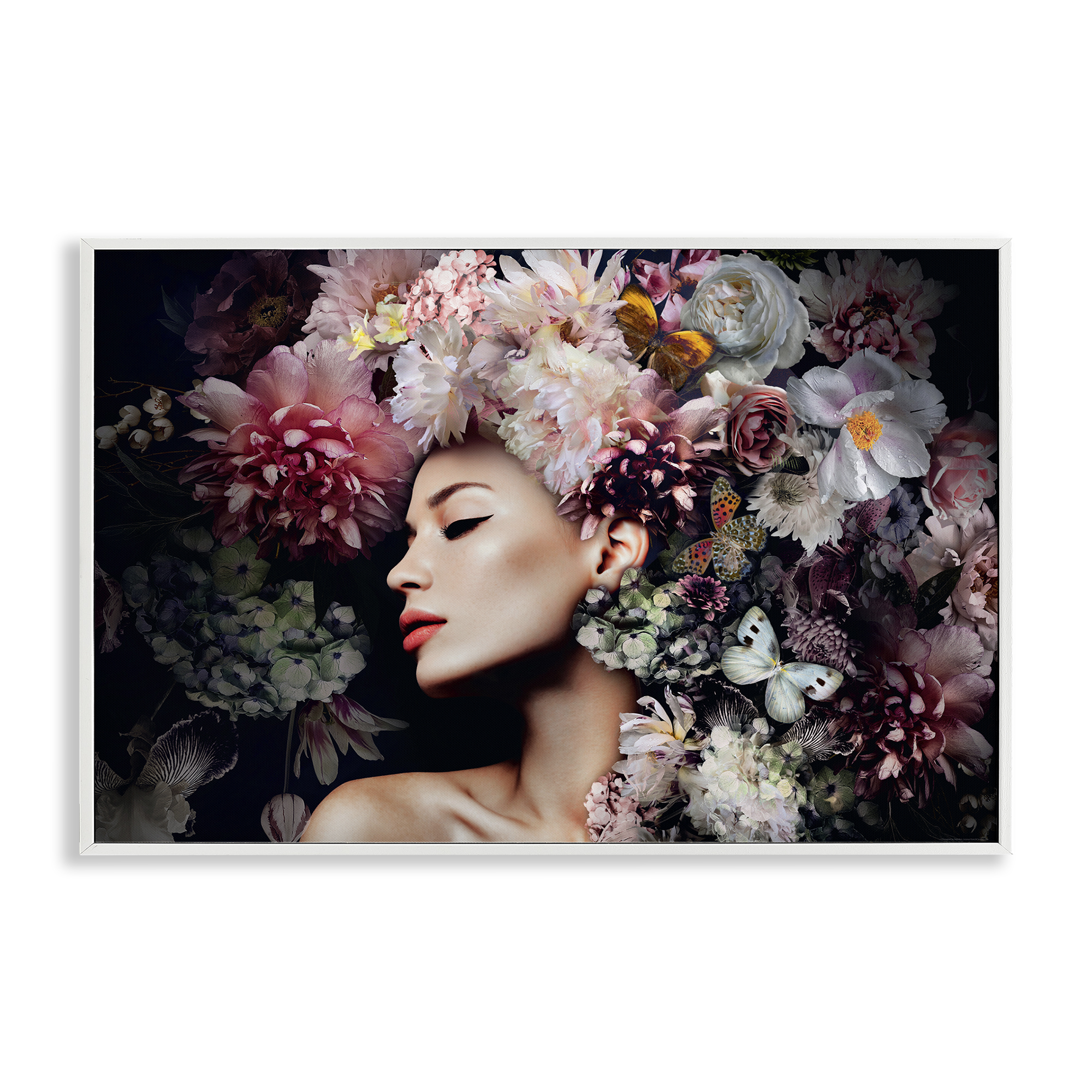 Stupell Industries Nature Florals Female Portrait Plants & Flowers Painting White Framed Art Print Wall Art, 30 x 20