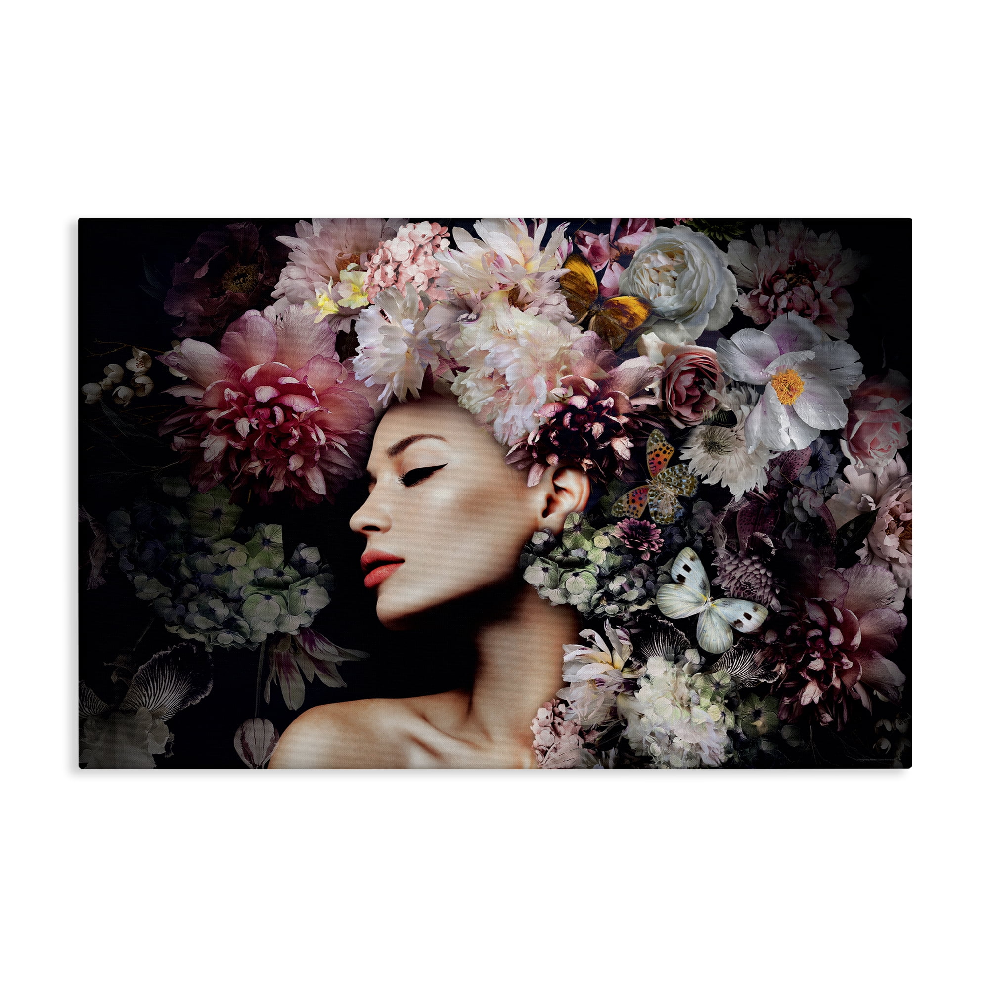 Stupell Industries Nature Florals Female Portrait Plants & Flowers Painting Wrapped Canvas Art Print Wall Art, 30 x 20