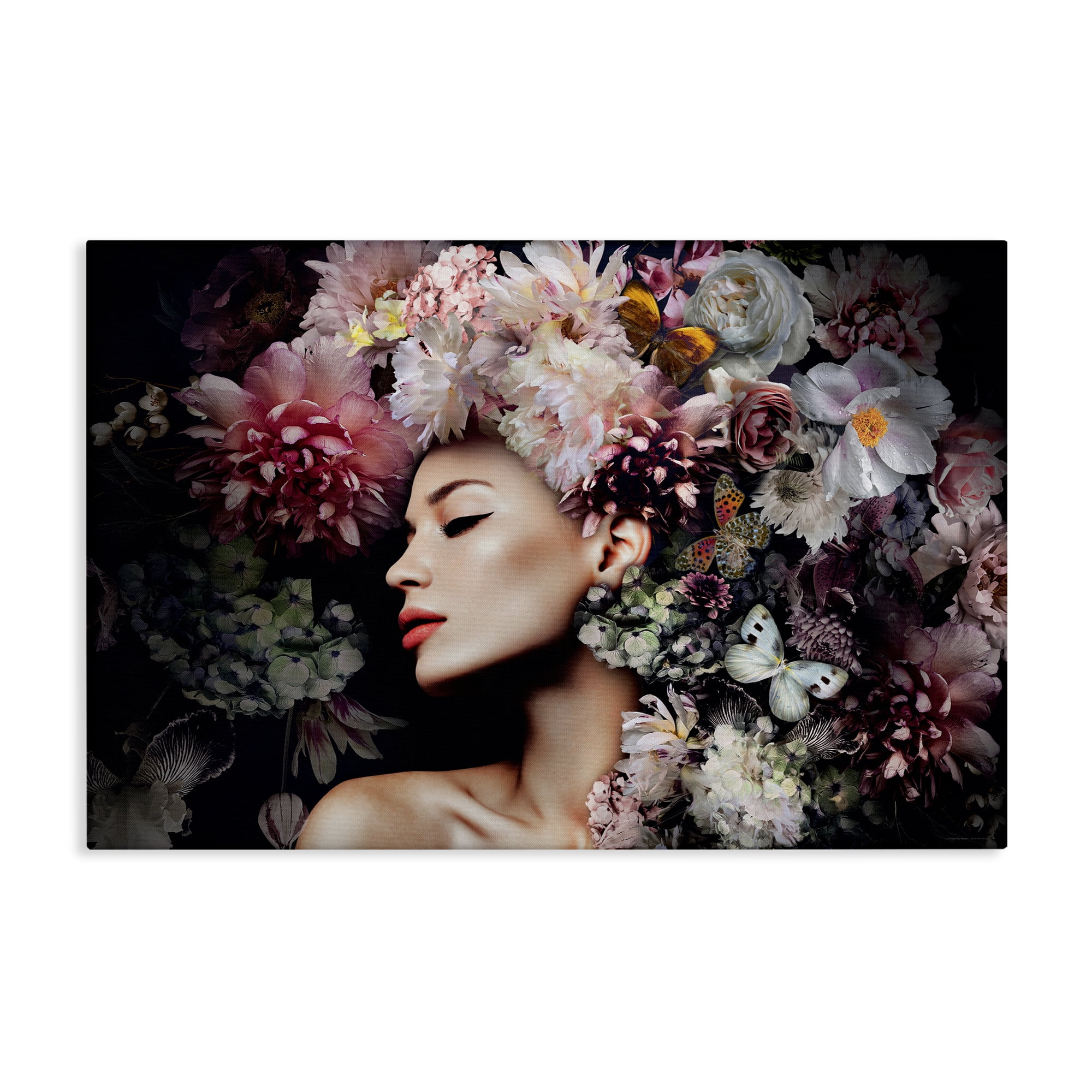 Stupell Industries Nature Florals Female Portrait Plants & Flowers Painting Wrapped Canvas Art Print Wall Art, 45 x 30
