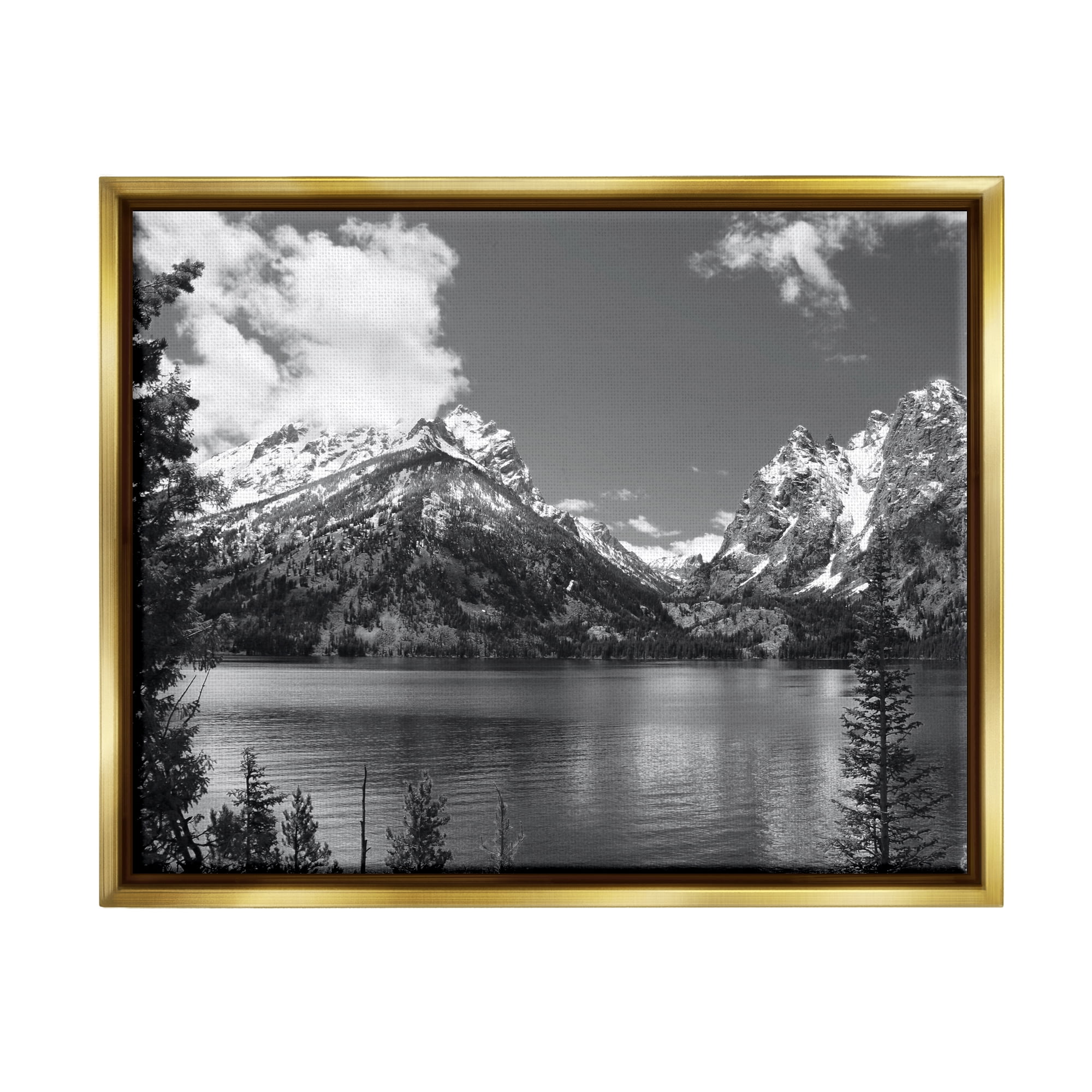 Stupell Industries Nature Pond Landscape Landscape Photography Gold Floater Framed Canvas Art Print Wall Art, 21 x 17