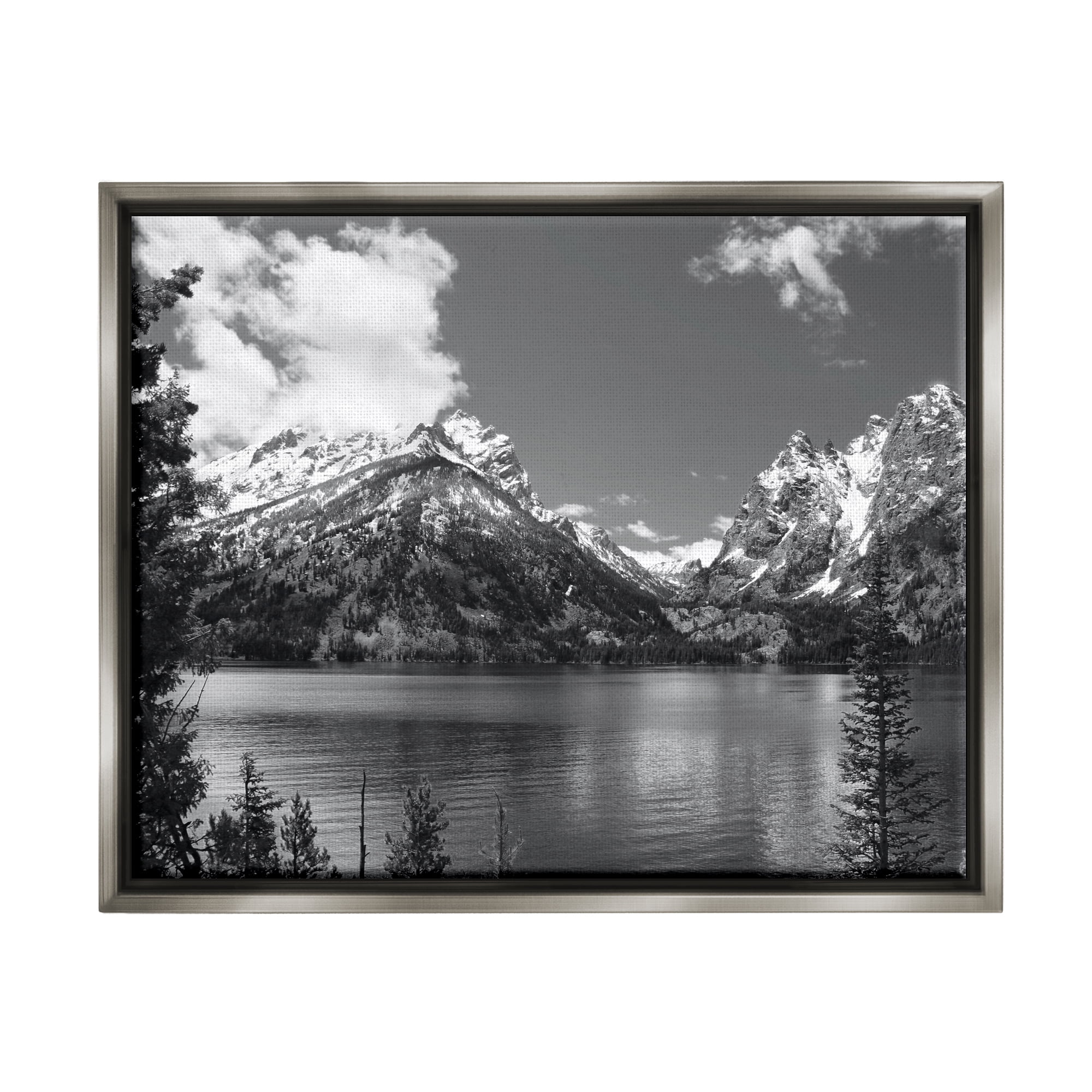 Stupell Industries Nature Pond Landscape Landscape Photography Gray Floater Framed Canvas Art Print Wall Art, 21 x 17
