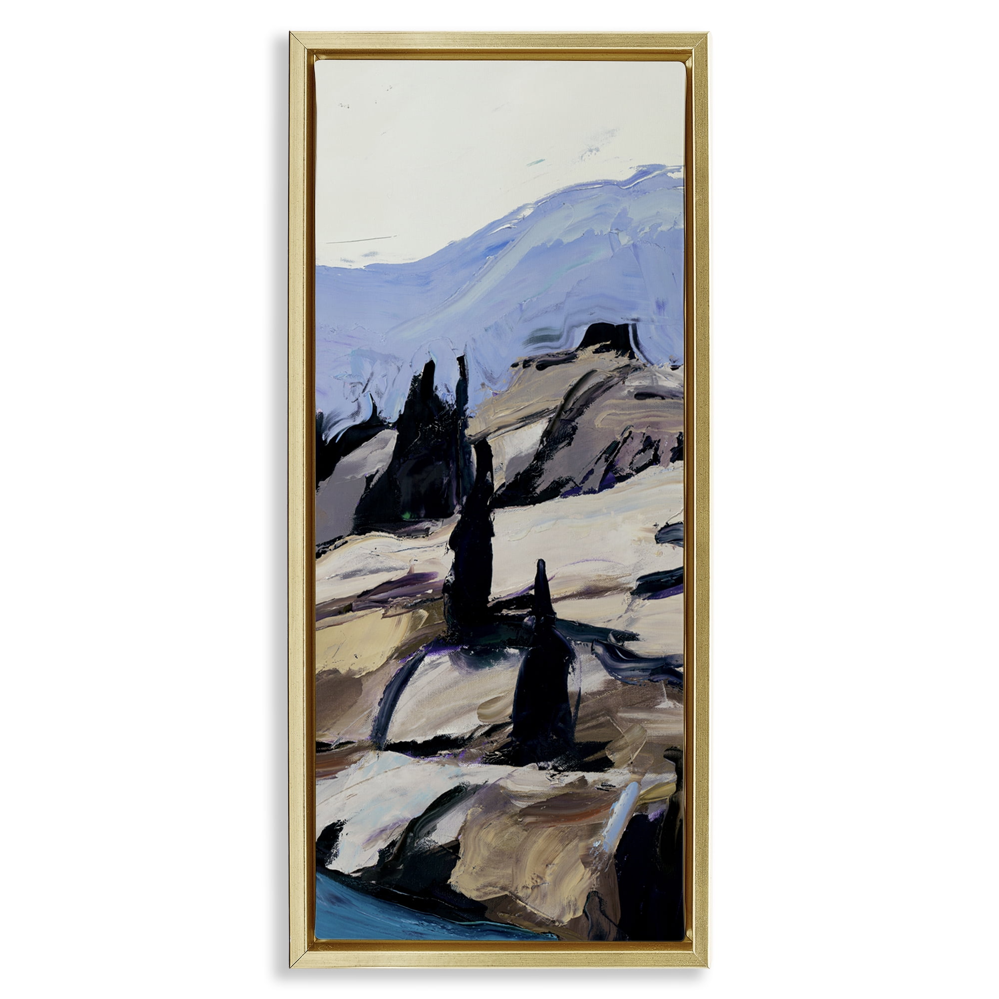 Stupell Industries Nature Scene Visage Landscape & Nature Painting Gold Floater Framed Canvas Art Print Wall Art, 11 x 25