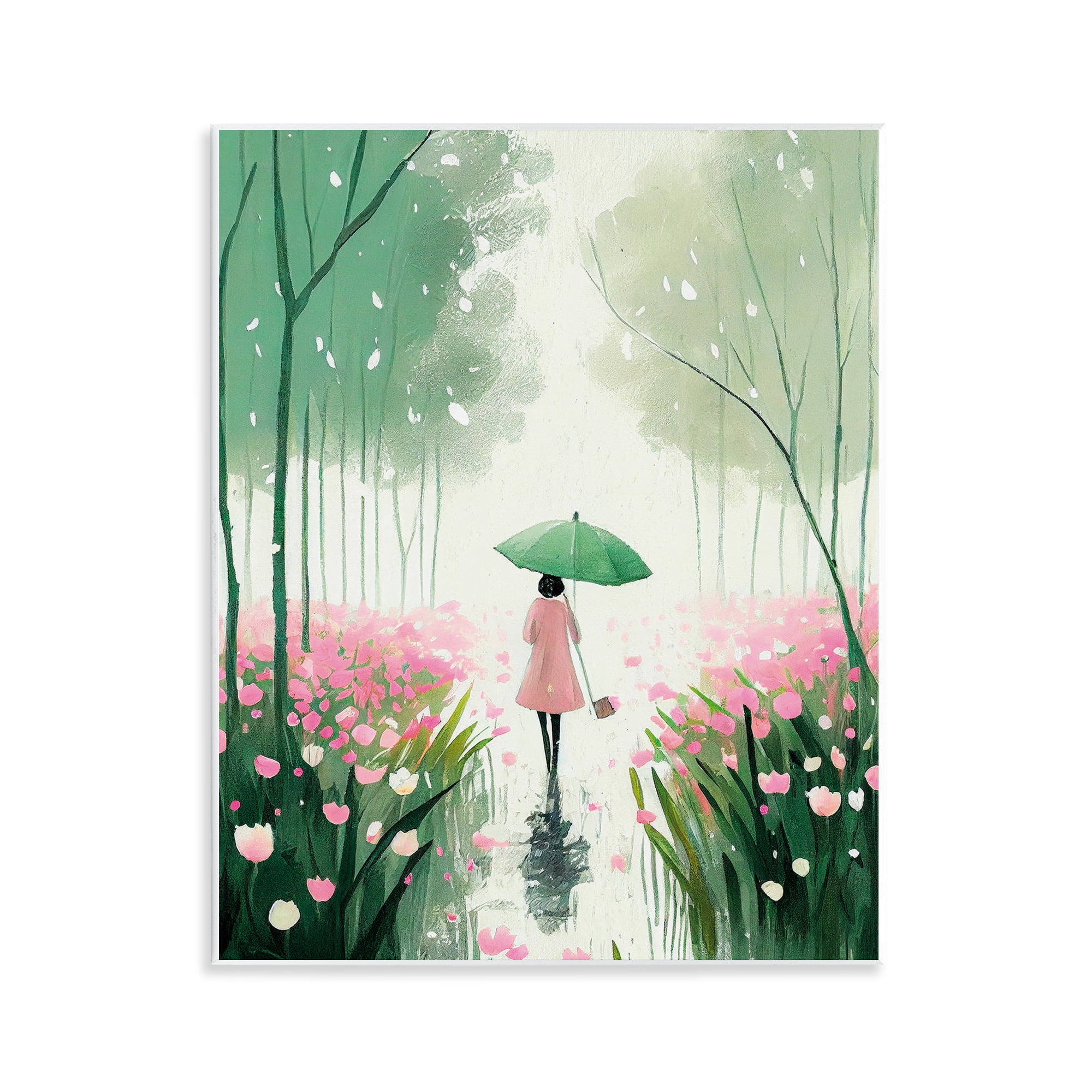 Stupell Industries Nature Stroll in Rain Landscape Painting Unframed Art Print Wall Art, 11 x 14