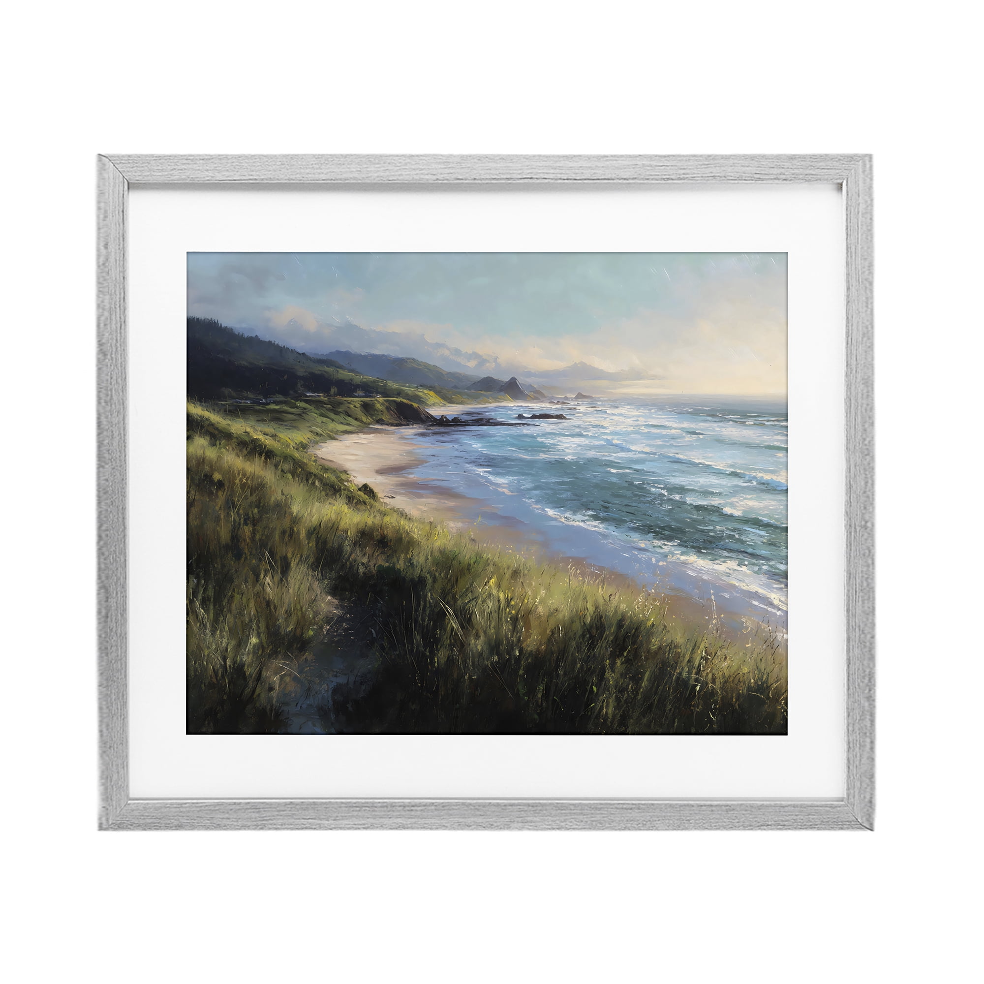 Stupell Industries Nature's Coast in Morning Light Gray Framed Print Under Glass, design by Franklyn Gregory