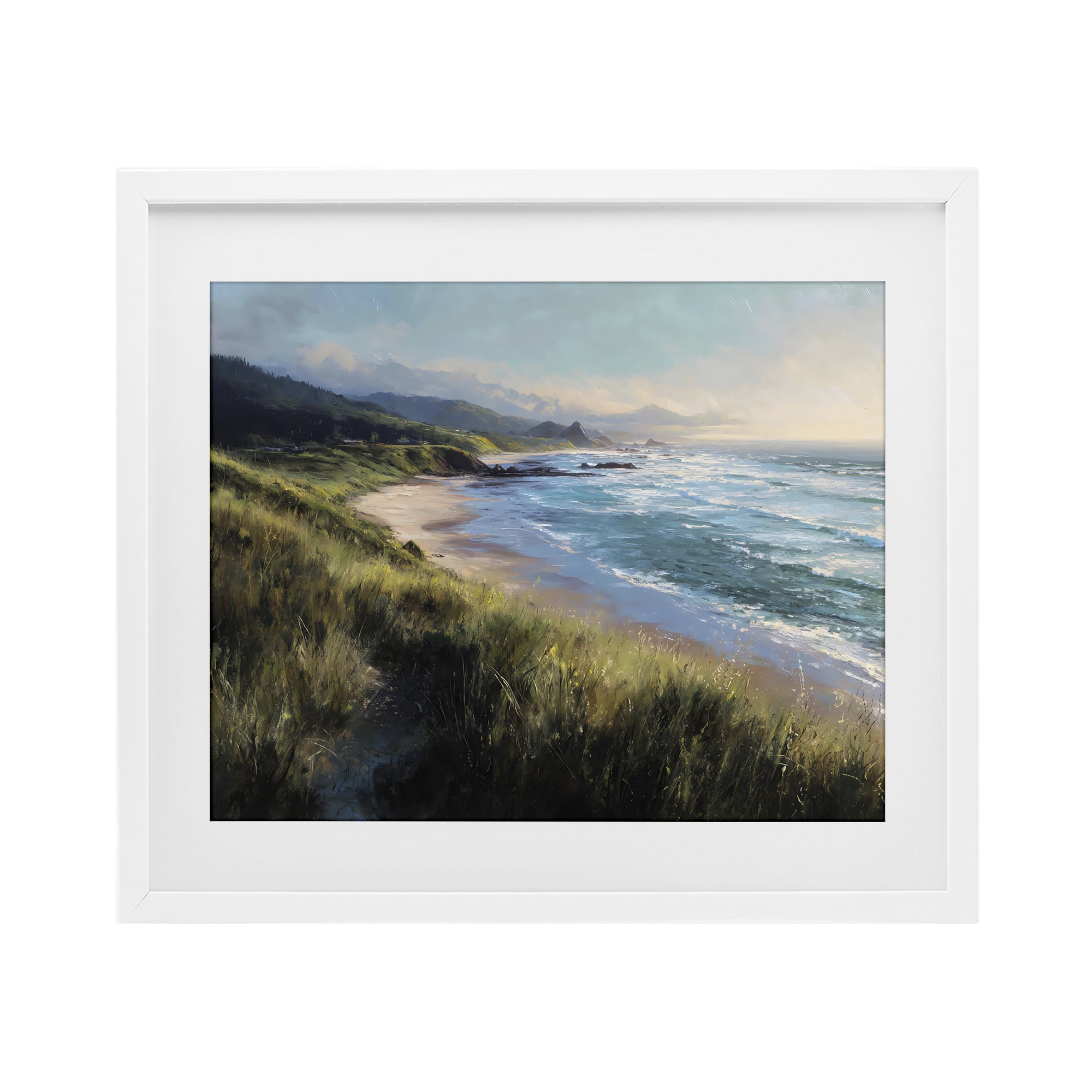 Stupell Industries Nature's Coast in Morning Light White Framed Print Under Glass, design by Franklyn Gregory