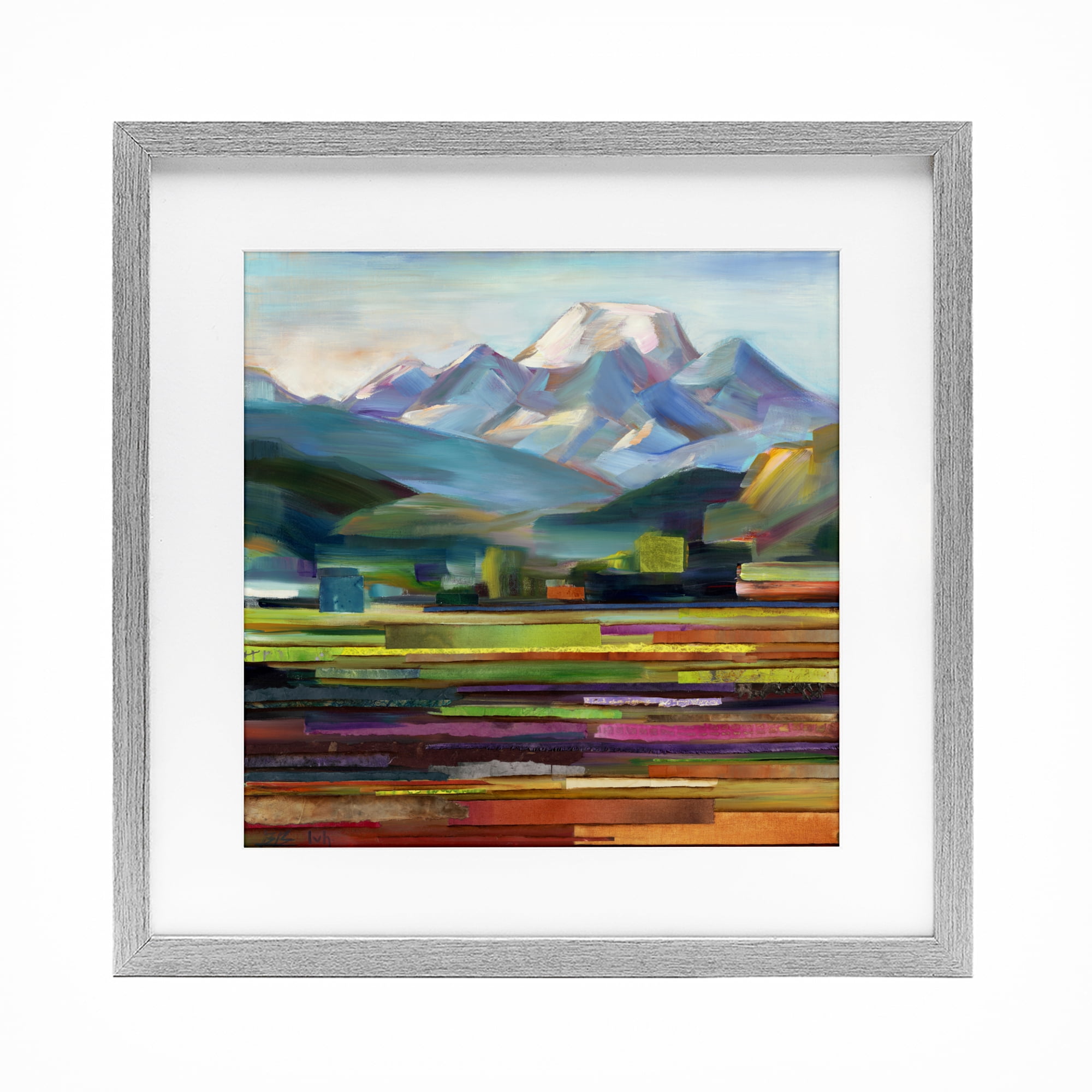 Stupell Industries Nature's Layers Mountain Scene Gray Framed Print Under Glass, design by Borcherding
