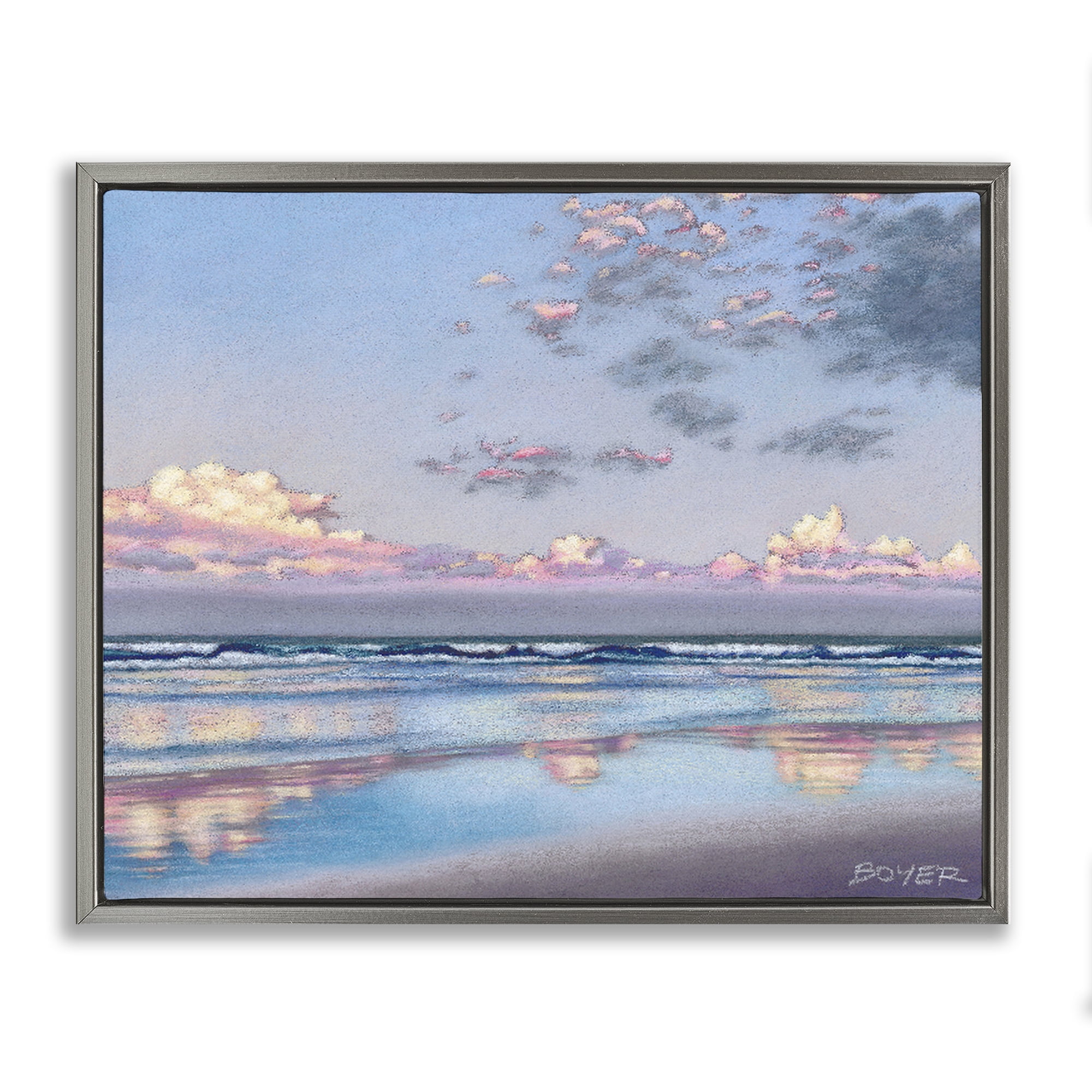Stupell Industries Nature's Poetry Seascape Gray Framed Floater Canvas Wall Art, design by Susy Boyer