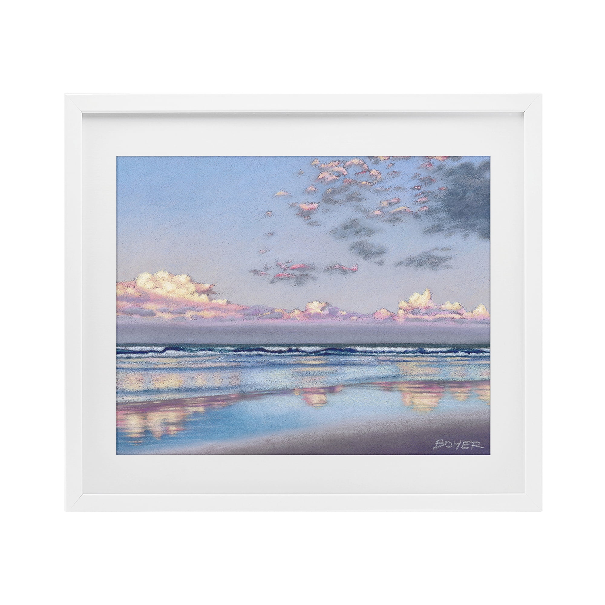 Stupell Industries Nature's Poetry Seascape White Framed Print Under Glass, design by Susy Boyer