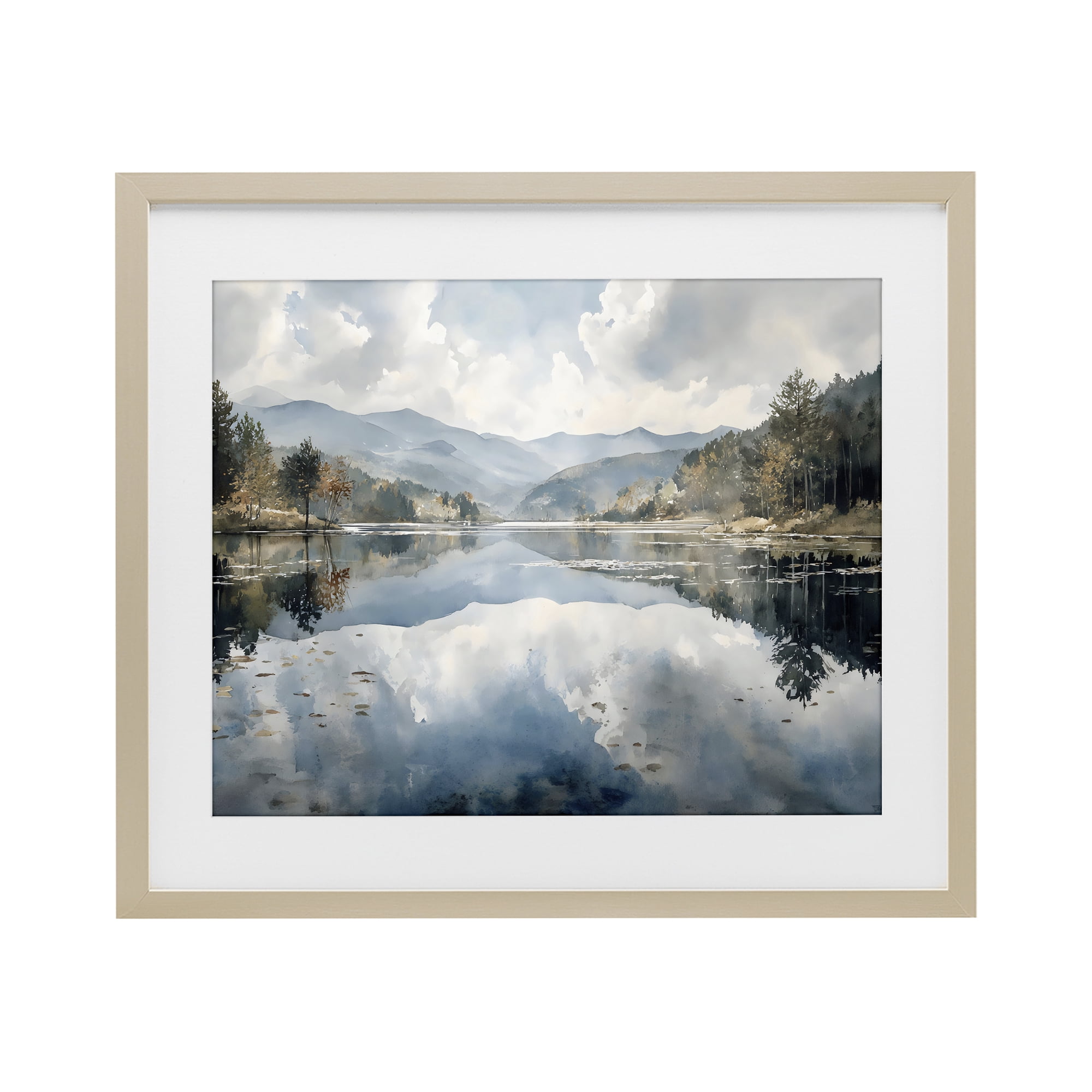 Stupell Industries Nature's Reflection on Mountain Lake Birch Framed Print Under Glass, design by Franklyn Gregory