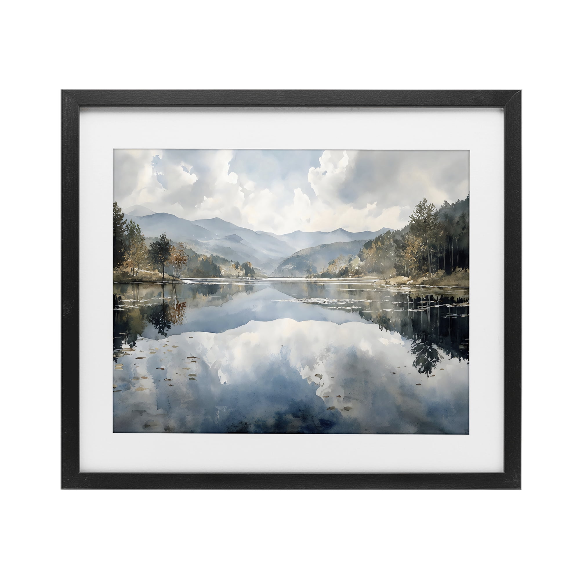 Stupell Industries Nature's Reflection on Mountain Lake Black Framed Print Under Glass, design by Franklyn Gregory