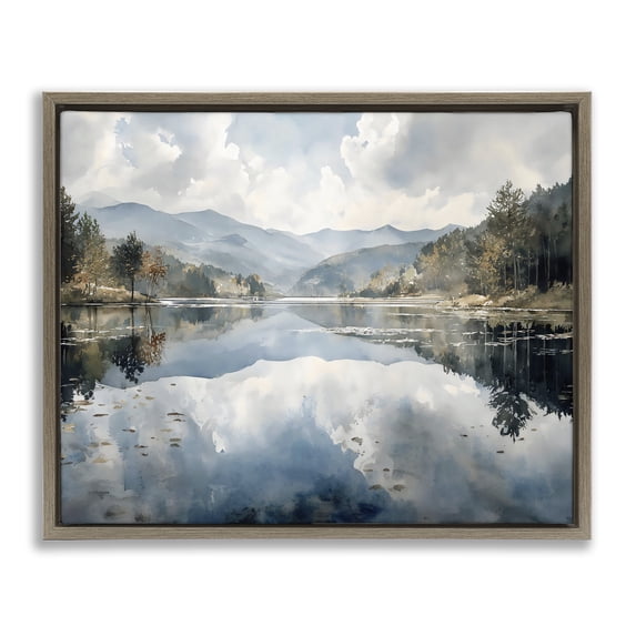 Stupell Industries Coastal Nature's Reflection on Mountain Lake Brown Floating Frame Canvas Art, 21 x 17, by Franklyn Gregory