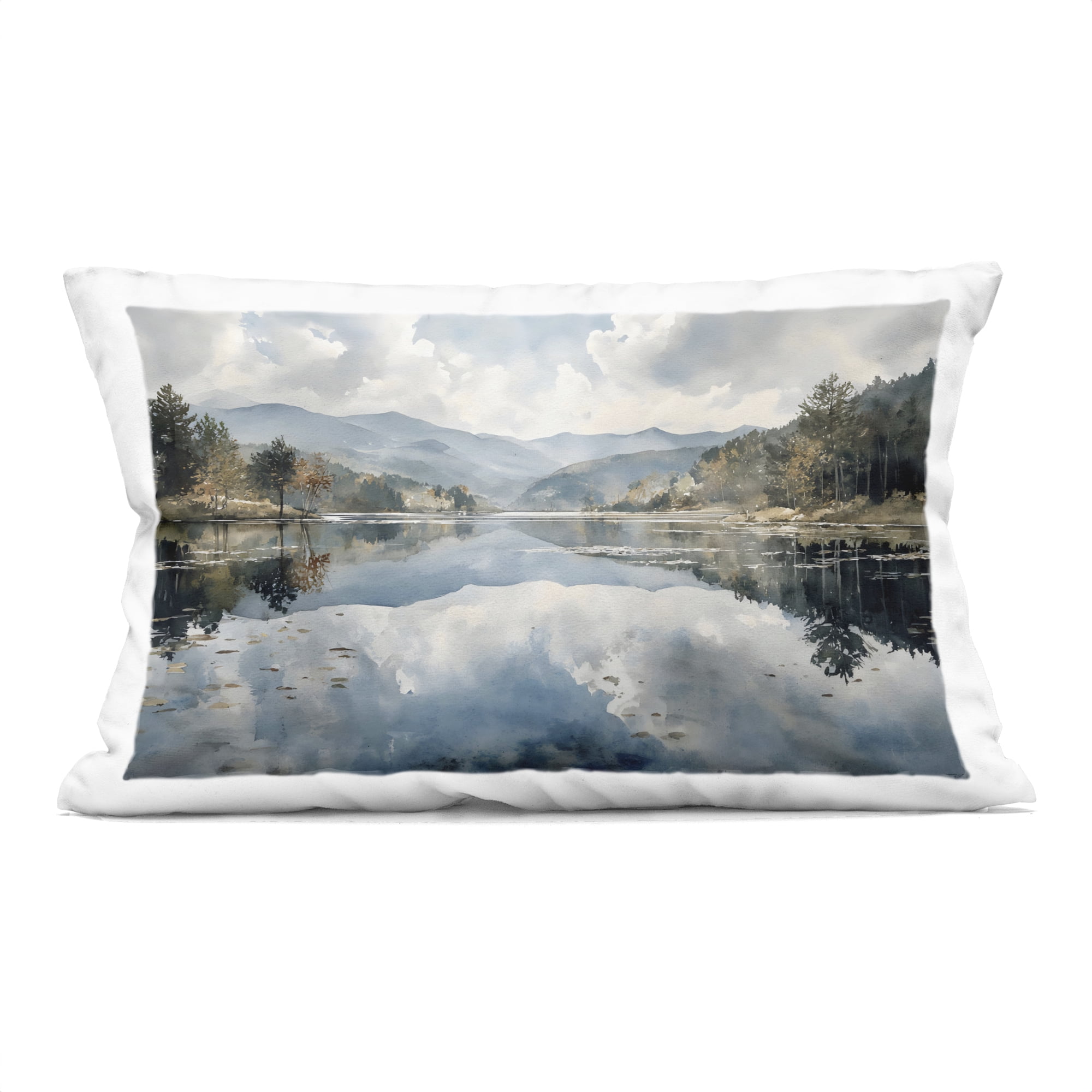 Stupell Industries Nature's Reflection on Mountain Lake Decorative Printed Throw Pillow, design by Franklyn Gregory, 14 x 7 x 20