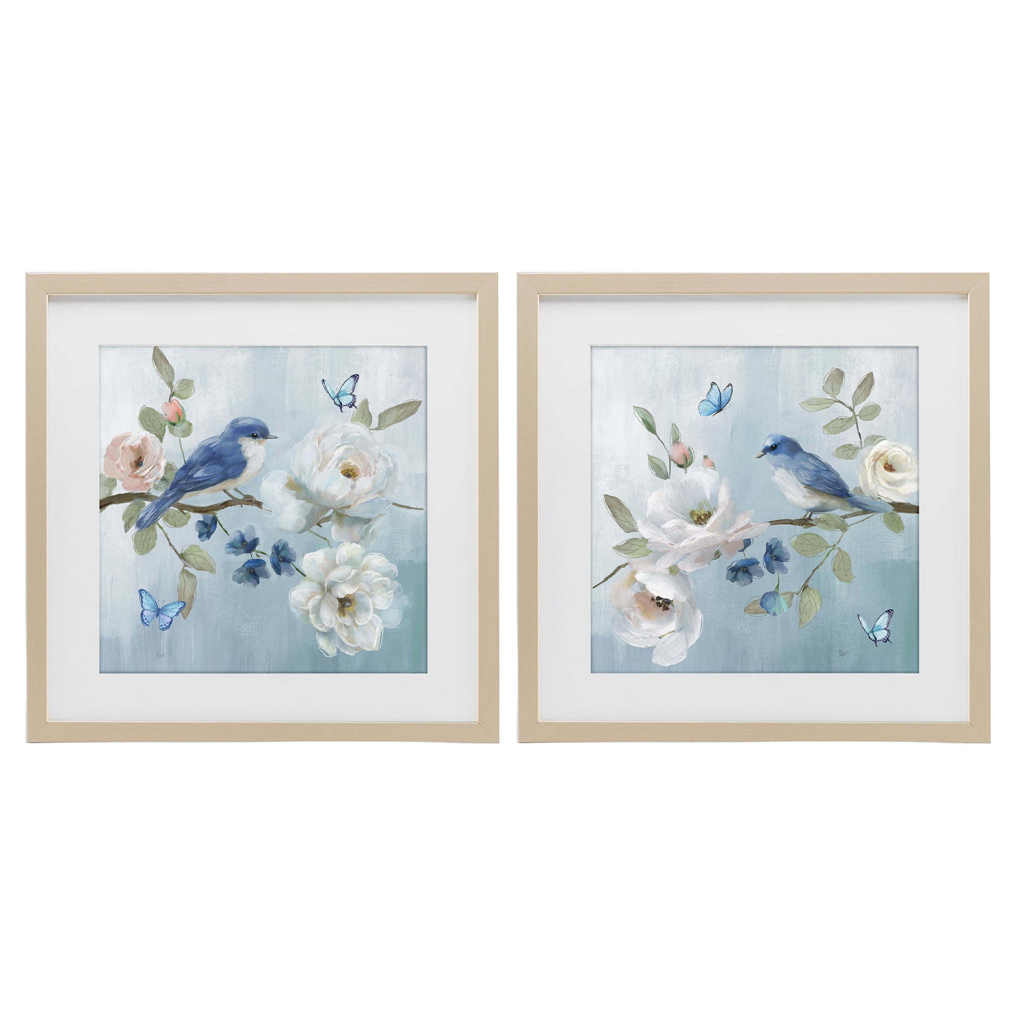 Stupell Industries Nature's Tranquility Florals 2 Piece Birch Framed Print Under Glass Set, design by Nan