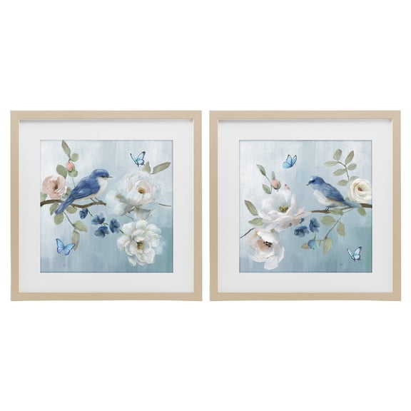 Stupell Industries Nature's Tranquility Florals 2 Piece Birch Framed Print Under Glass Set, design by Nan