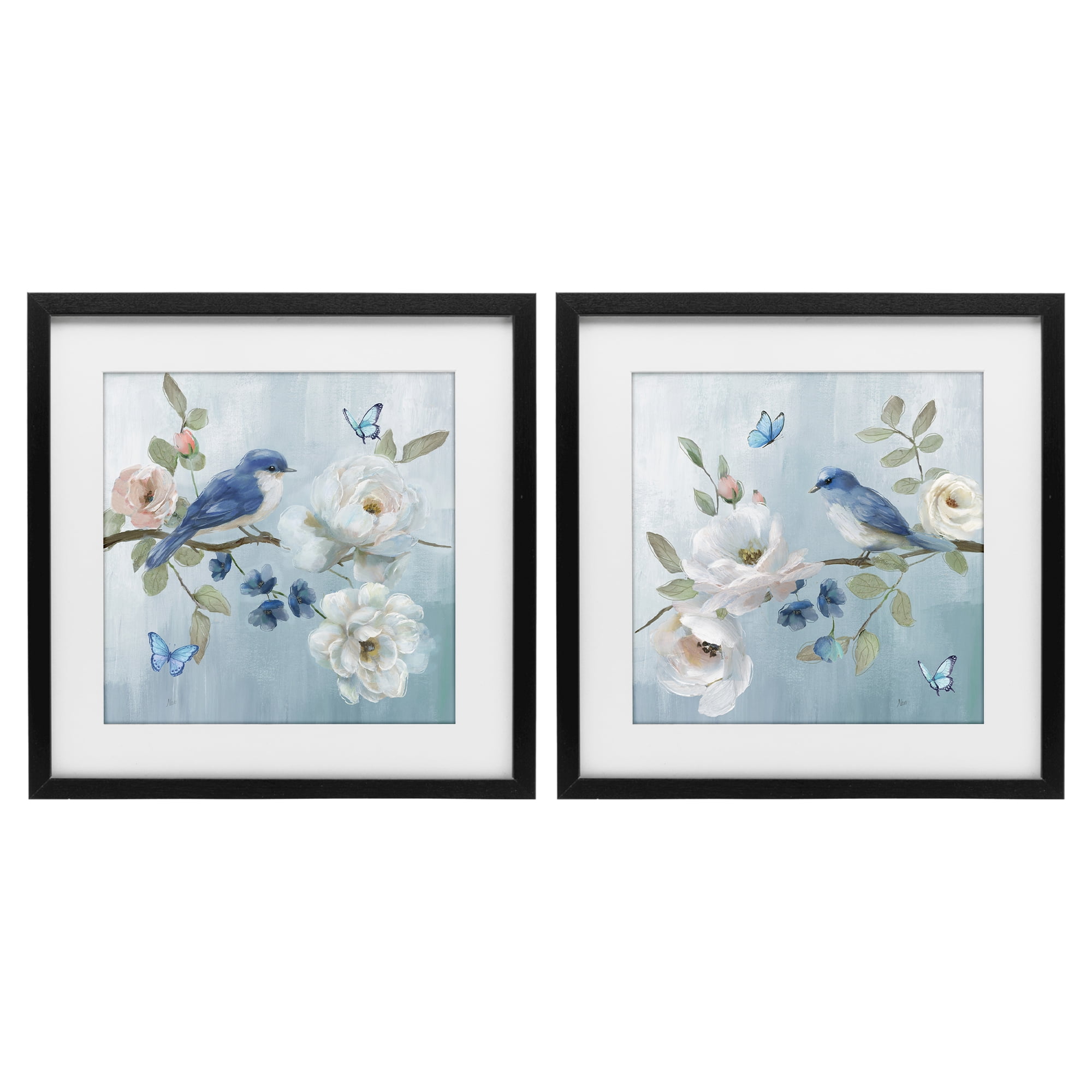 Stupell Industries Nature's Tranquility Florals 2 Piece Black Framed Print Under Glass Set, design by Nan