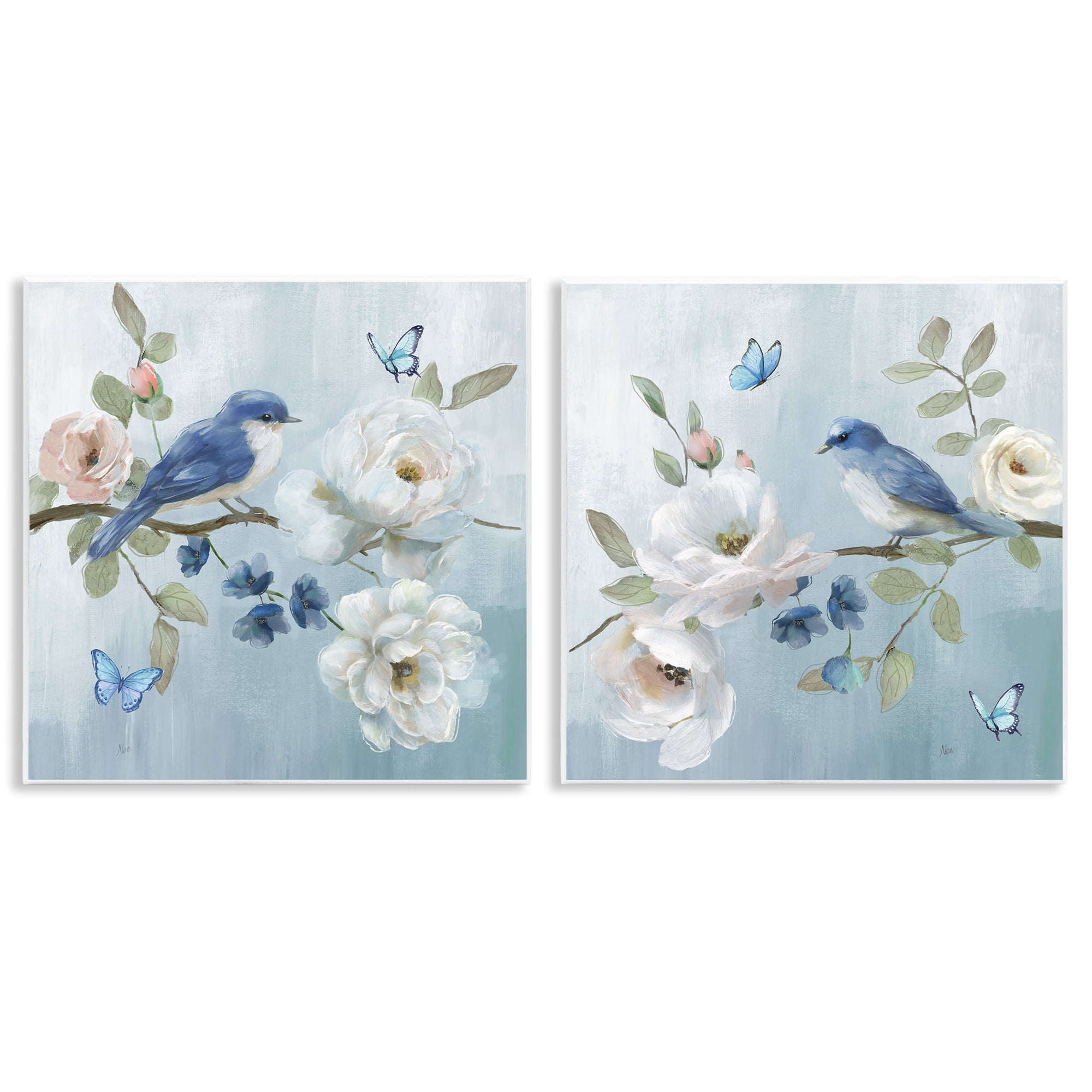 Stupell Industries Nature's Tranquility Florals 2 Piece Wall Plaque Art Set, design by Nan