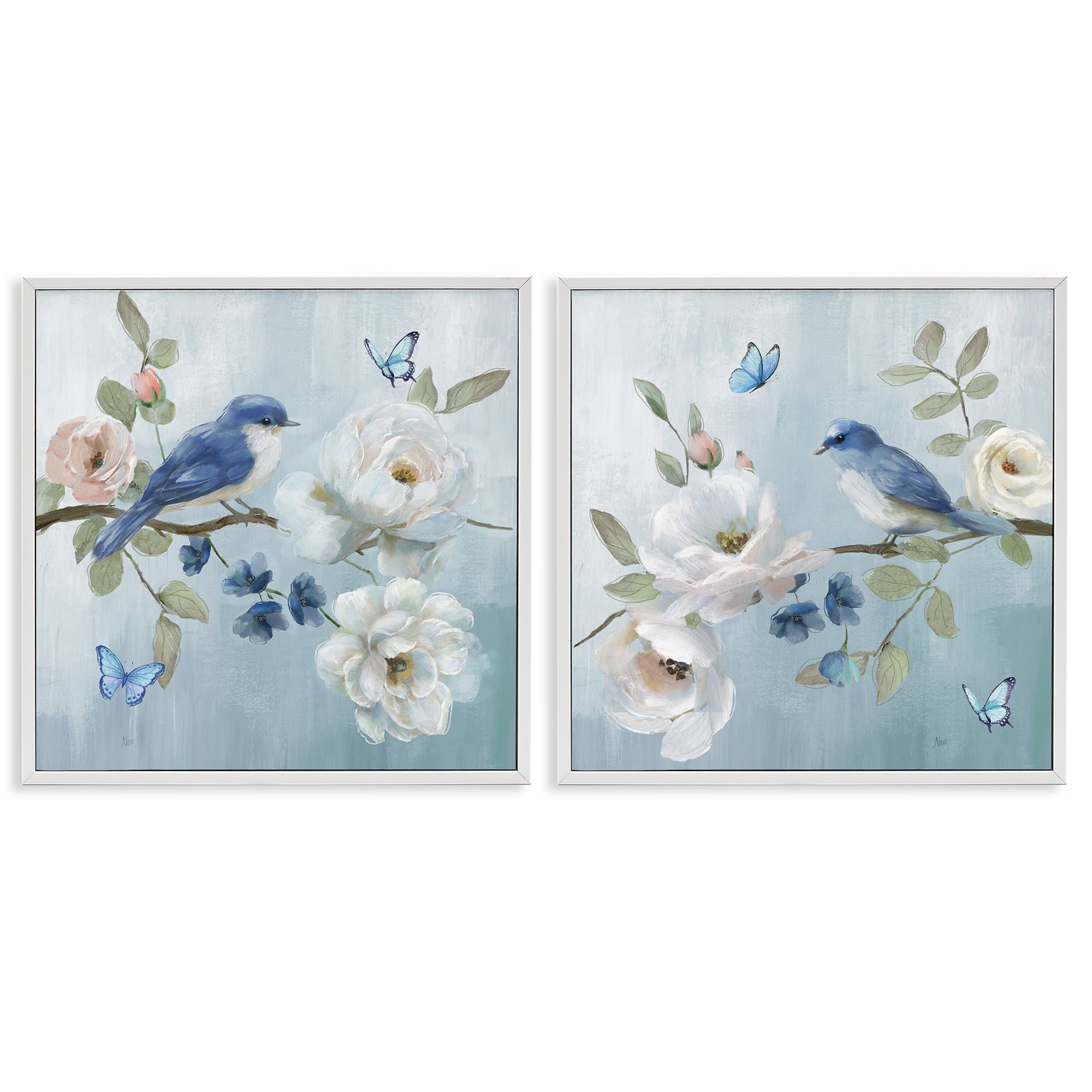 Stupell Industries Nature's Tranquility Florals 2 Piece White Framed Giclee Art Set, design by Nan