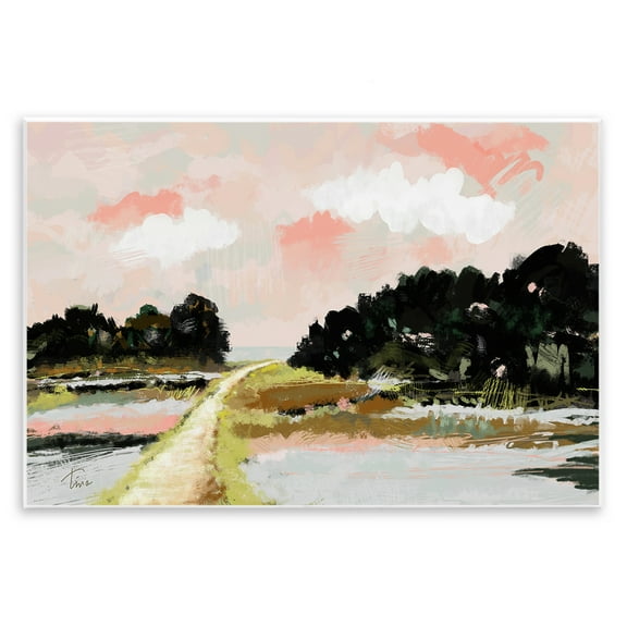 Stupell Industries Nature with Blush Sunrise Landscape & Nature Painting Unframed Art Print Wall Art, 15 x 10