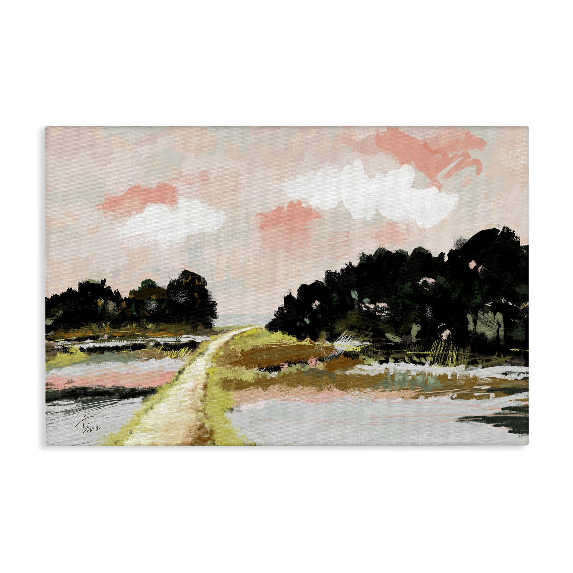 Stupell Industries Nature with Blush Sunrise Landscape & Nature Painting Wrapped Canvas Art Print Wall Art, 36 x 24