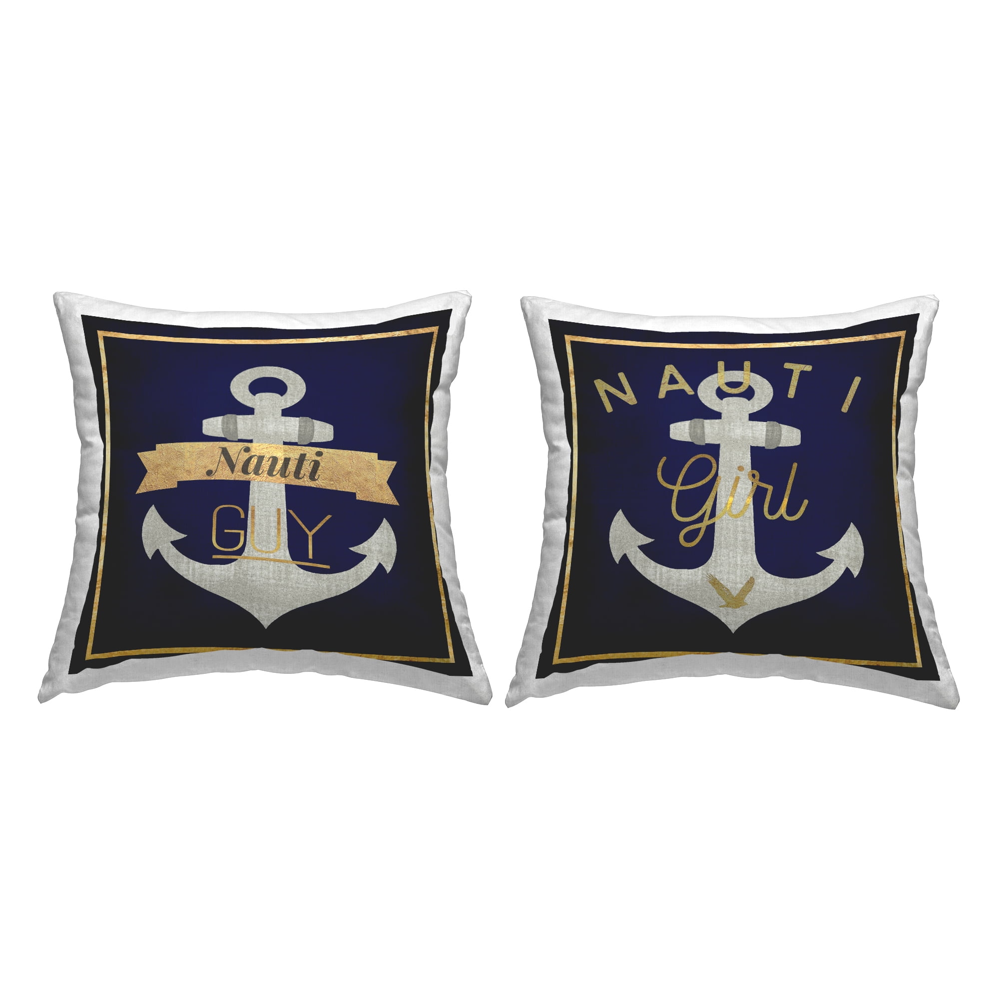 Stupell Industries Nauti Girl & Guy Decorative Printed Throw Pillow Design by Graffi*tee Studios.