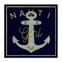 Stupell Industries Nauti Girl with Anchor Novelty & Humor Painting Wrapped Canvas Art Print Wall Art, 17 x 17