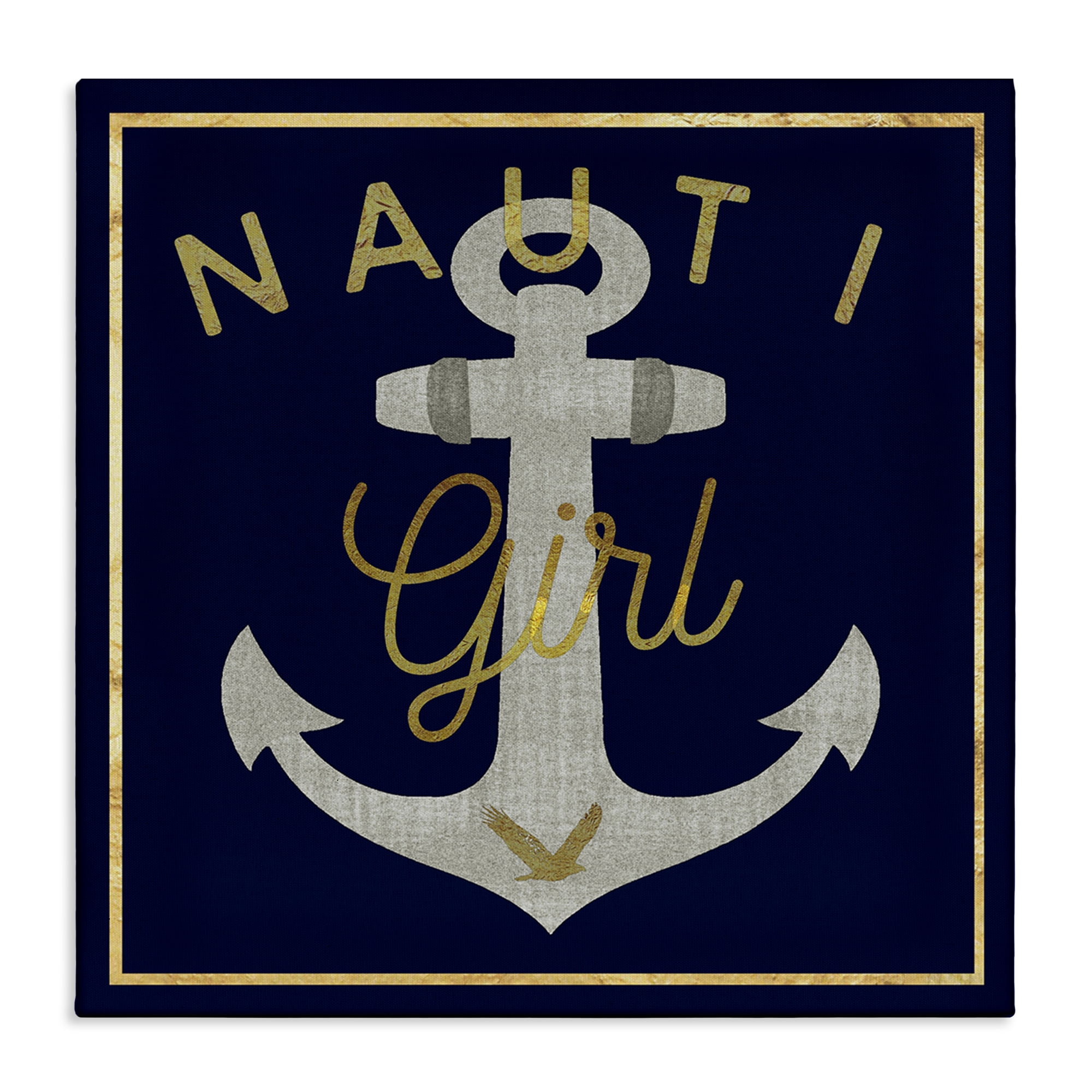 Stupell Industries Nauti Girl with Anchor Novelty & Humor Painting Wrapped Canvas Art Print Wall Art, 24 x 24