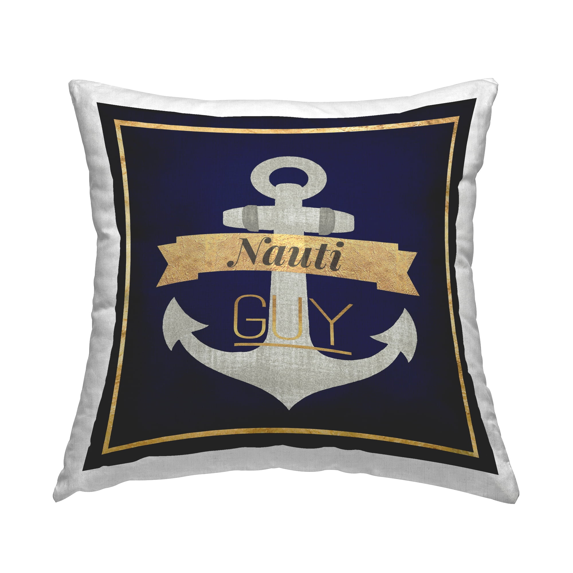 Stupell Industries Nauti Guy with Anchor Decorative Printed Throw Pillow Design by Graffitee Studios.