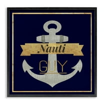 Stupell Industries Nauti Guy with Anchor Novelty & Humor Painting Black Framed Art Print Wall Art, 12 x 12