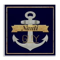 Stupell Industries Nauti Guy with Anchor Novelty & Humor Painting Unframed Art Print Wall Art, 12 x 12