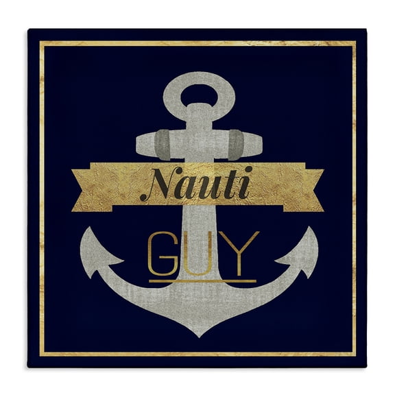 Stupell Industries Nauti Guy with Anchor Novelty & Humor Painting Wrapped Canvas Art Print Wall Art, 24 x 24
