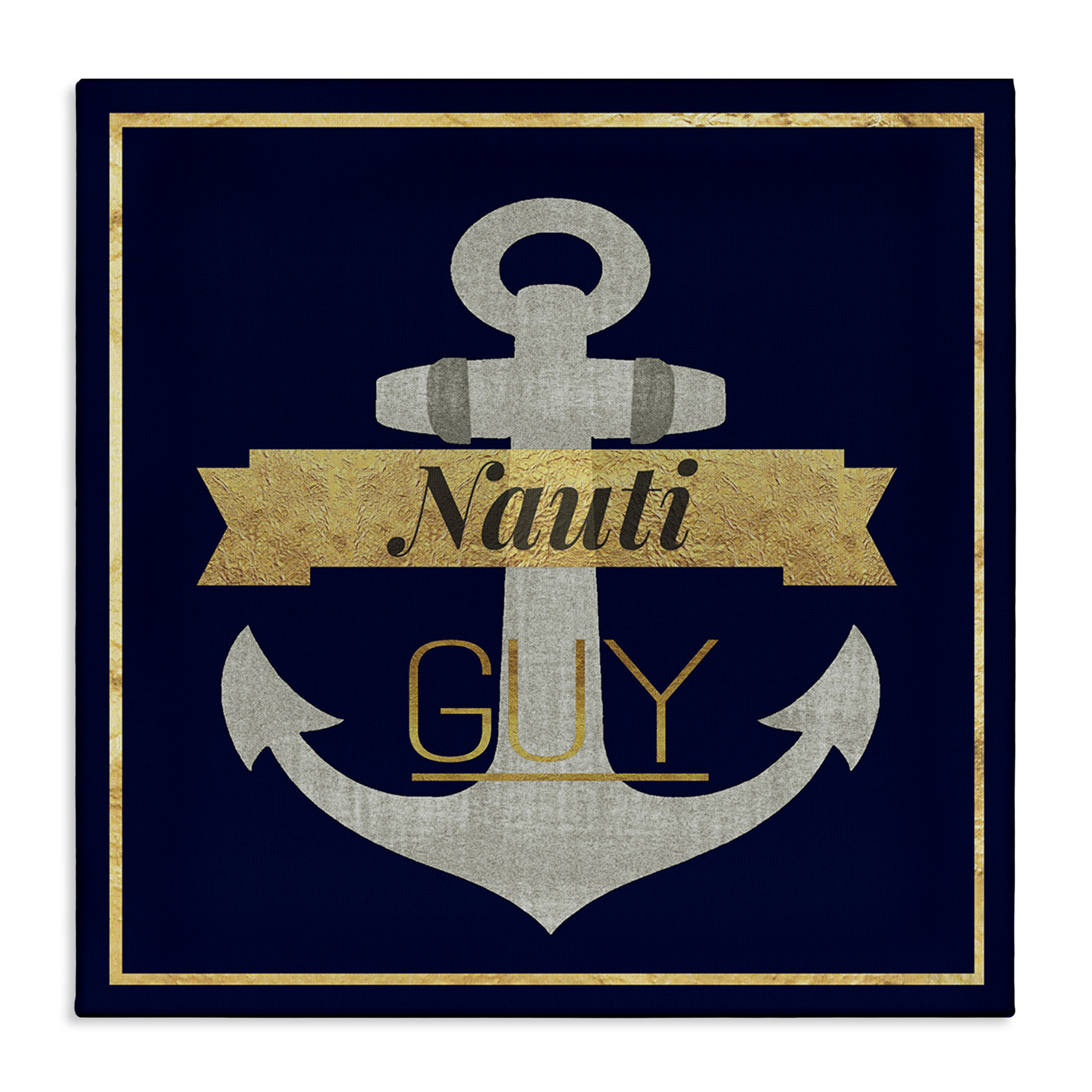 Stupell Industries Nauti Guy with Anchor Novelty & Humor Painting Wrapped Canvas Art Print Wall Art, 30 x 30