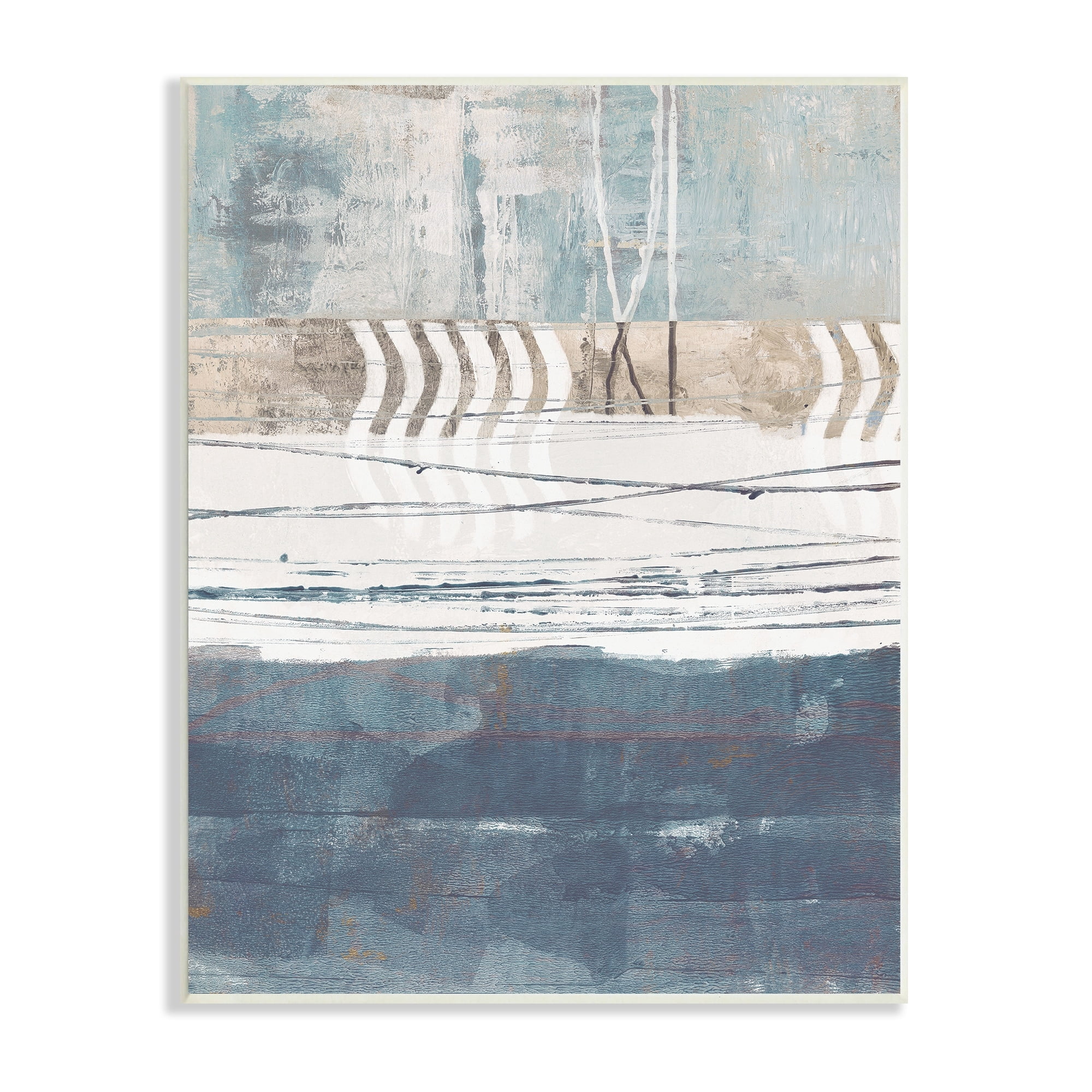 Stupell Industries Nautical Abstract Painting Waved Lines Neutral Horizon, 10 x 15,Design by Dan Meneely