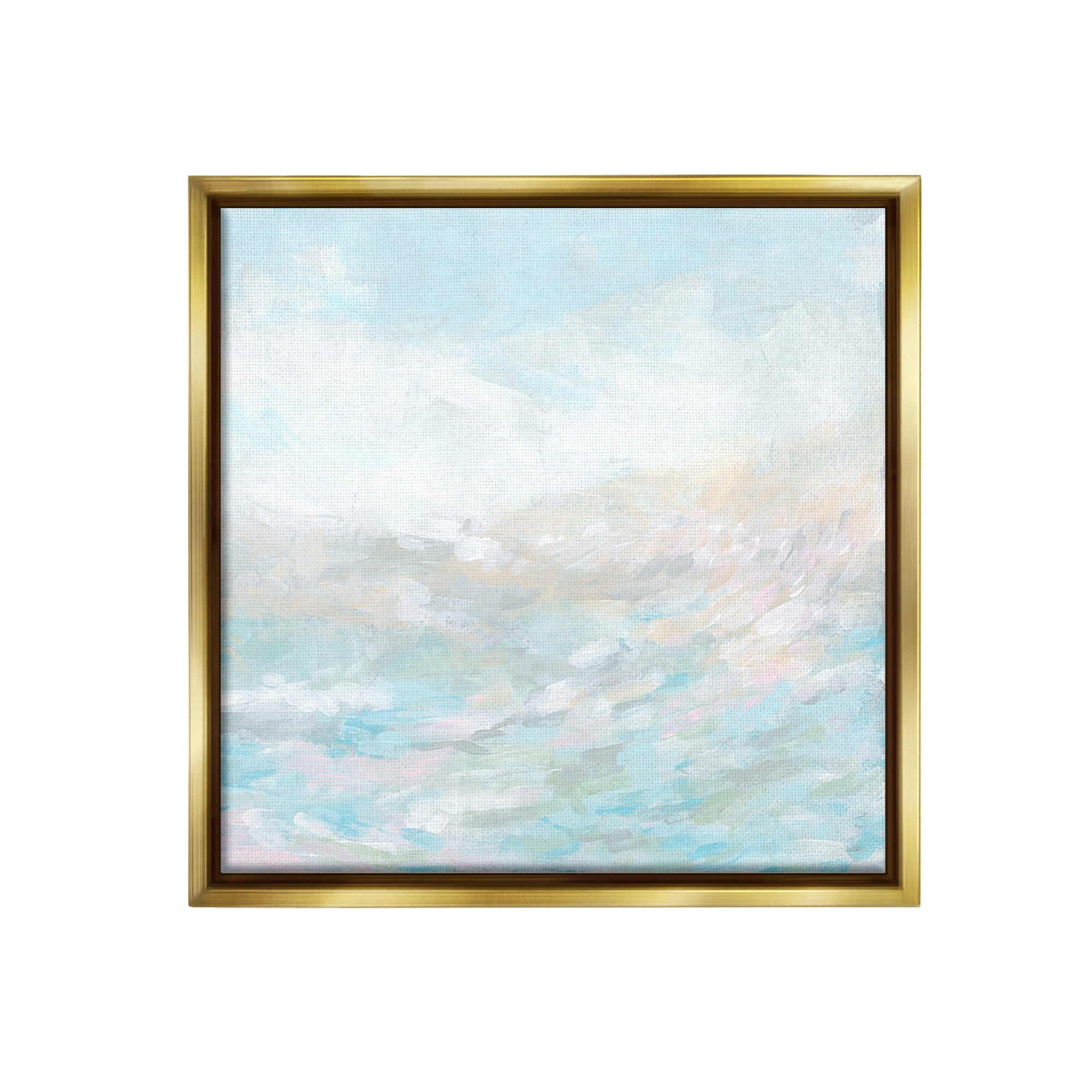 Stupell Industries Nautical Abstract Seascape Abstract Painting Gold Floater Framed Canvas Art Print Wall Art, 25 x 25