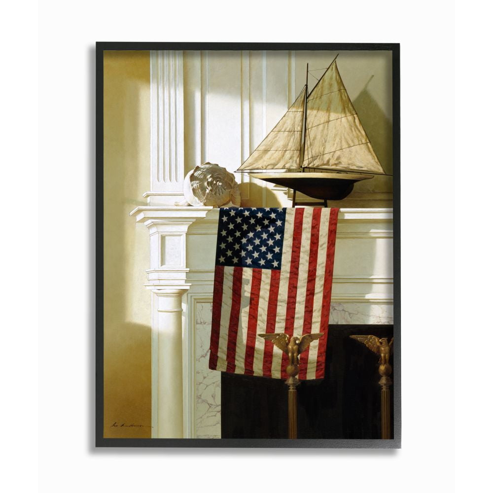 Stupell Industries Nautical Americana Mantle Realistic Traditional Painting Designed by Zhen-Huan Lu