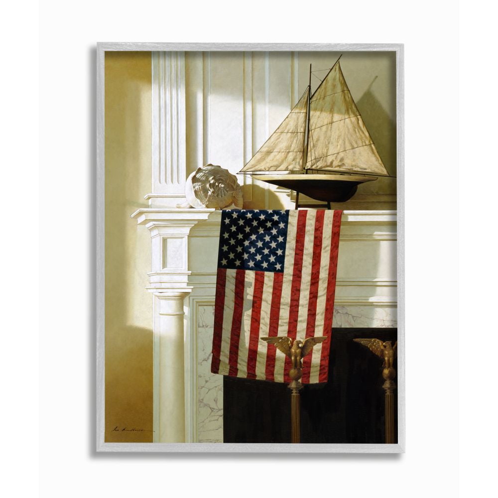 Stupell Industries Nautical Americana Mantle Realistic Traditional Painting Designed by Zhen-Huan Lu