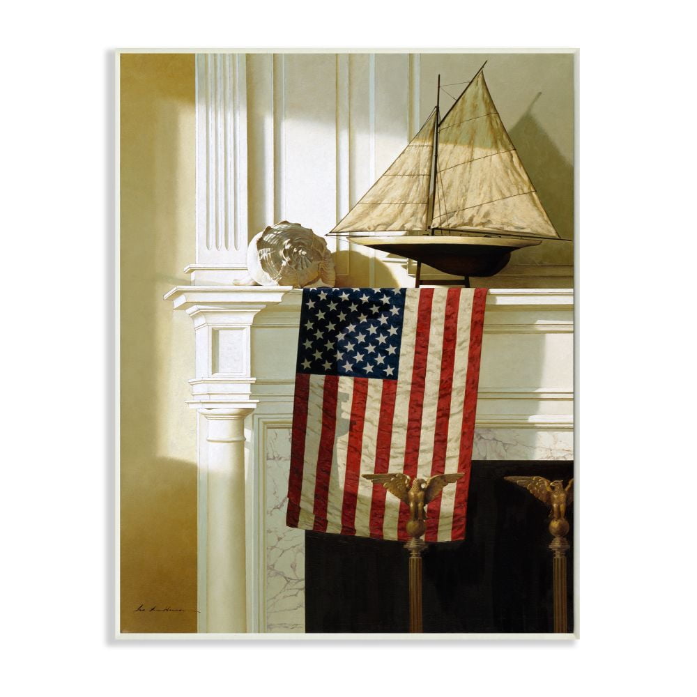 Stupell Industries Nautical Americana Mantle Realistic Traditional Painting Designed by Zhen-Huan Lu