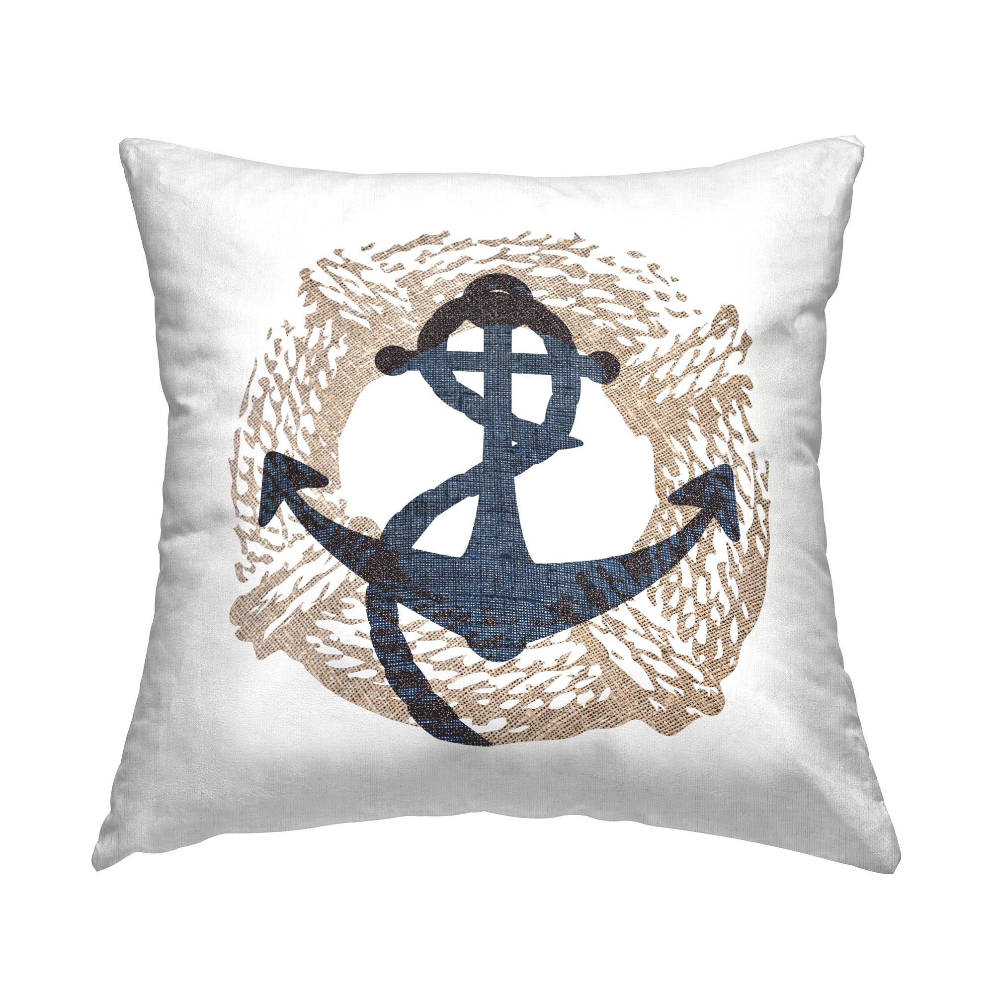Stupell Industries Nautical Anchor & Rope Decorative Printed Throw Pillow, 18 x 18