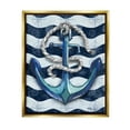 thumbnail image 1 of Stupell Industries Nautical Anchor Wavy Navy Stripes Graphic Art Metallic Gold Floating Framed Canvas Print Wall Art, Design by Paul Brent, 1 of 6