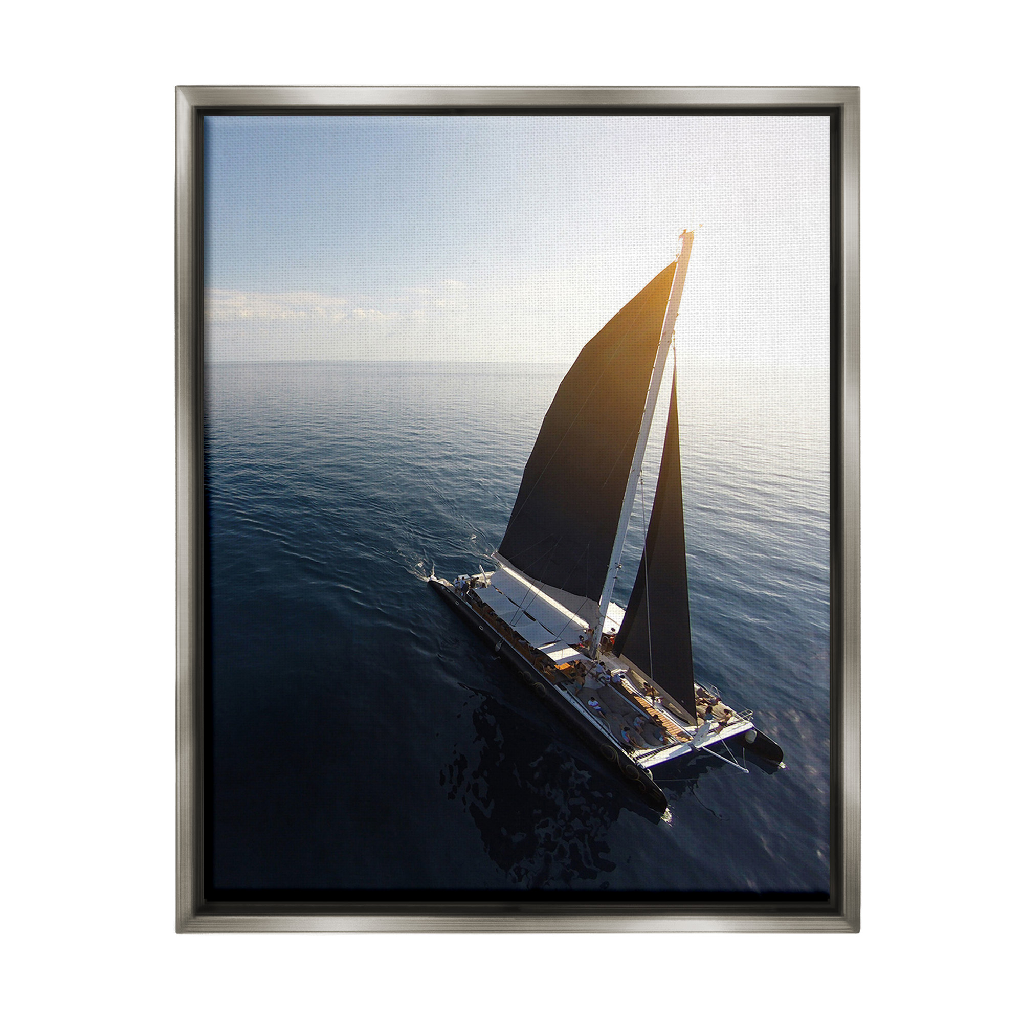 Stupell Industries Nautical Barge Photography Transportation Photography Gray Floater Framed Canvas Art Print Wall Art, 17 x 21