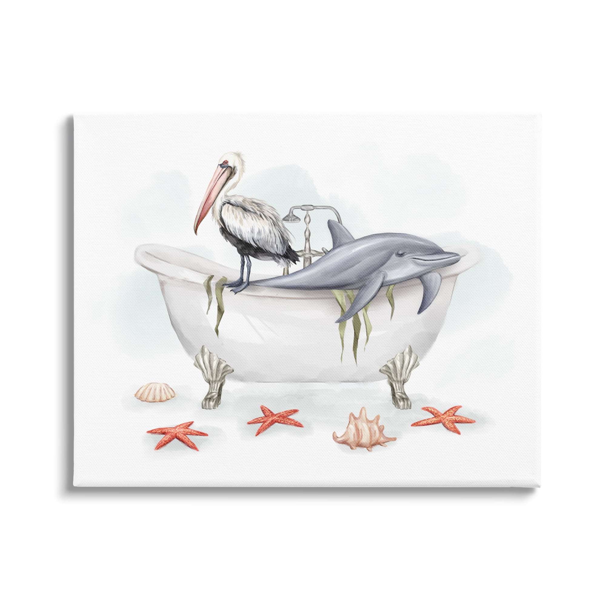 Stupell Industries Nautical Bathtub Animals Animals & Insects Painting Gallery Wrapped Canvas Print Wall Art, 30 x 24