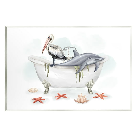 Stupell Industries Nautical Bathtub Animals Animals & Insects Painting Unframed Art Print Wall Art, 15 x 10