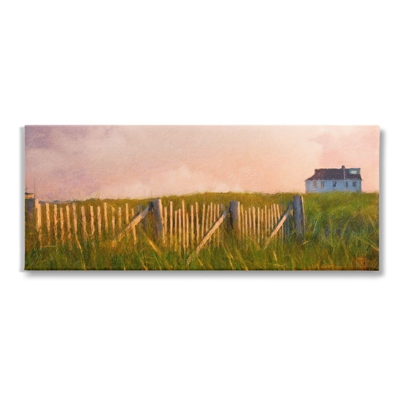 Stupell Industries Nautical Beach Cottage Landscape Painting Gallery Wrapped Canvas Art Print Wall Art, 40 x 17