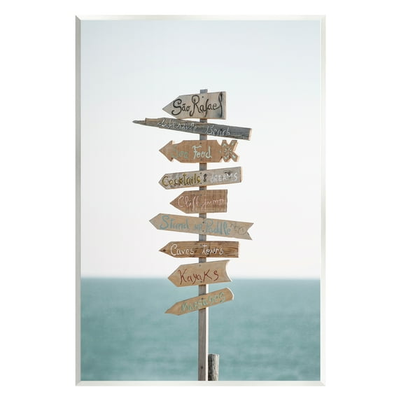 Stupell Industries Nautical Beach Direction Sign Coastal Photography Unframed Art Print Wall Art