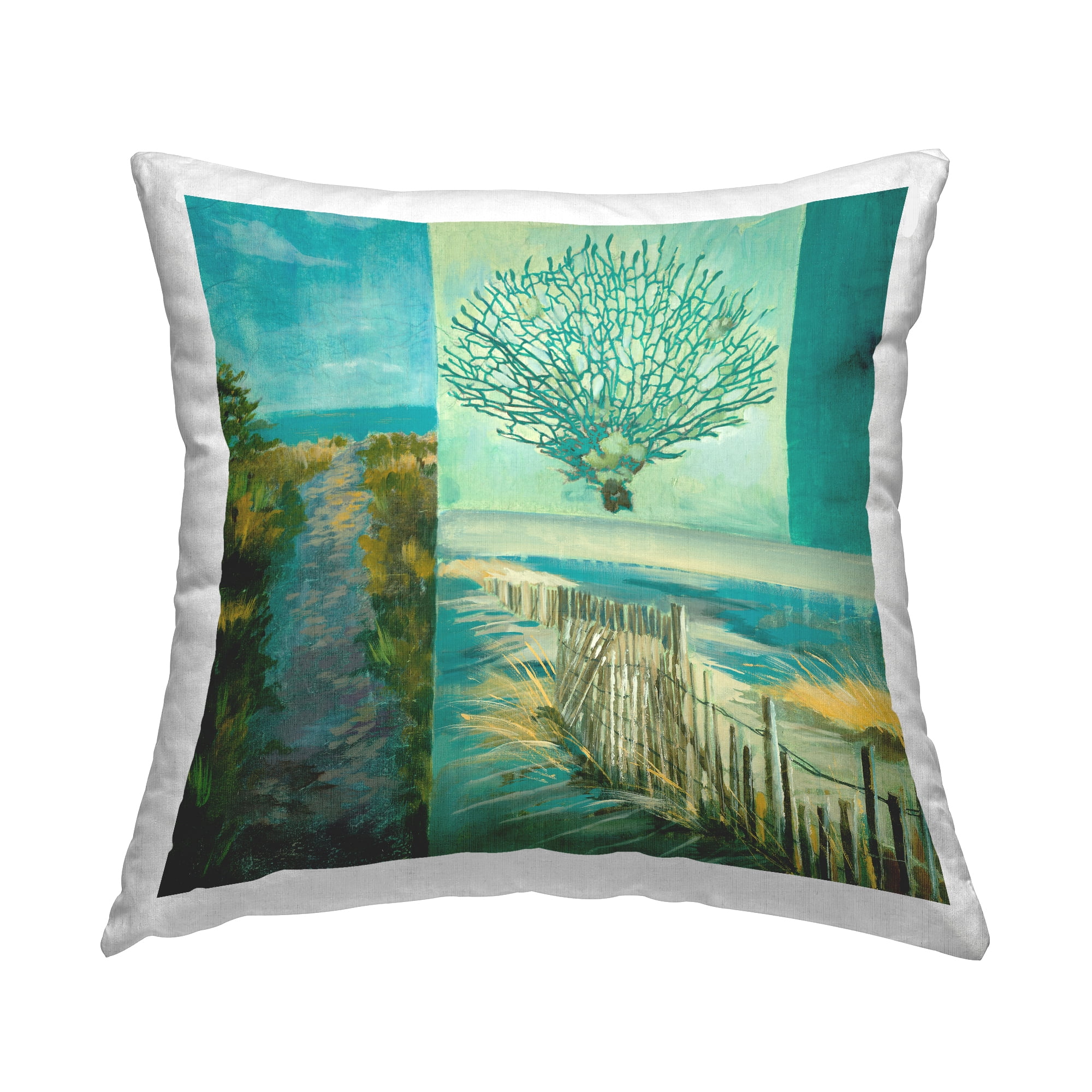 Stupell Industries Nautical Beach Path Scenes Square Decorative Printed Throw Pillow, 18 x 18
