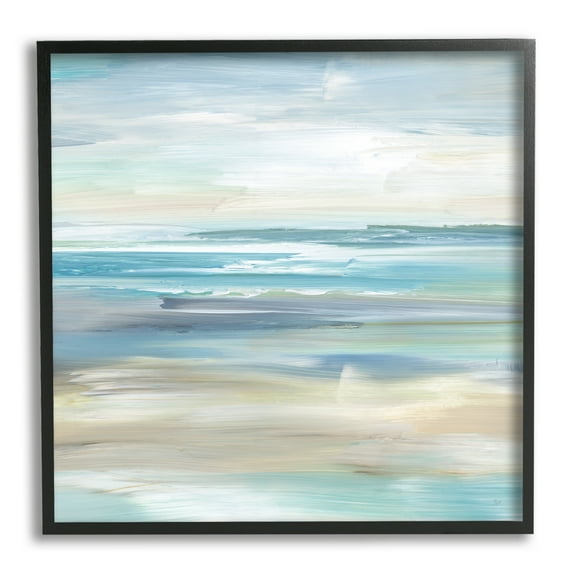 Stupell Industries Nautical Beach Shore Abstraction Coastal Painting Black Framed Art Print Wall Art