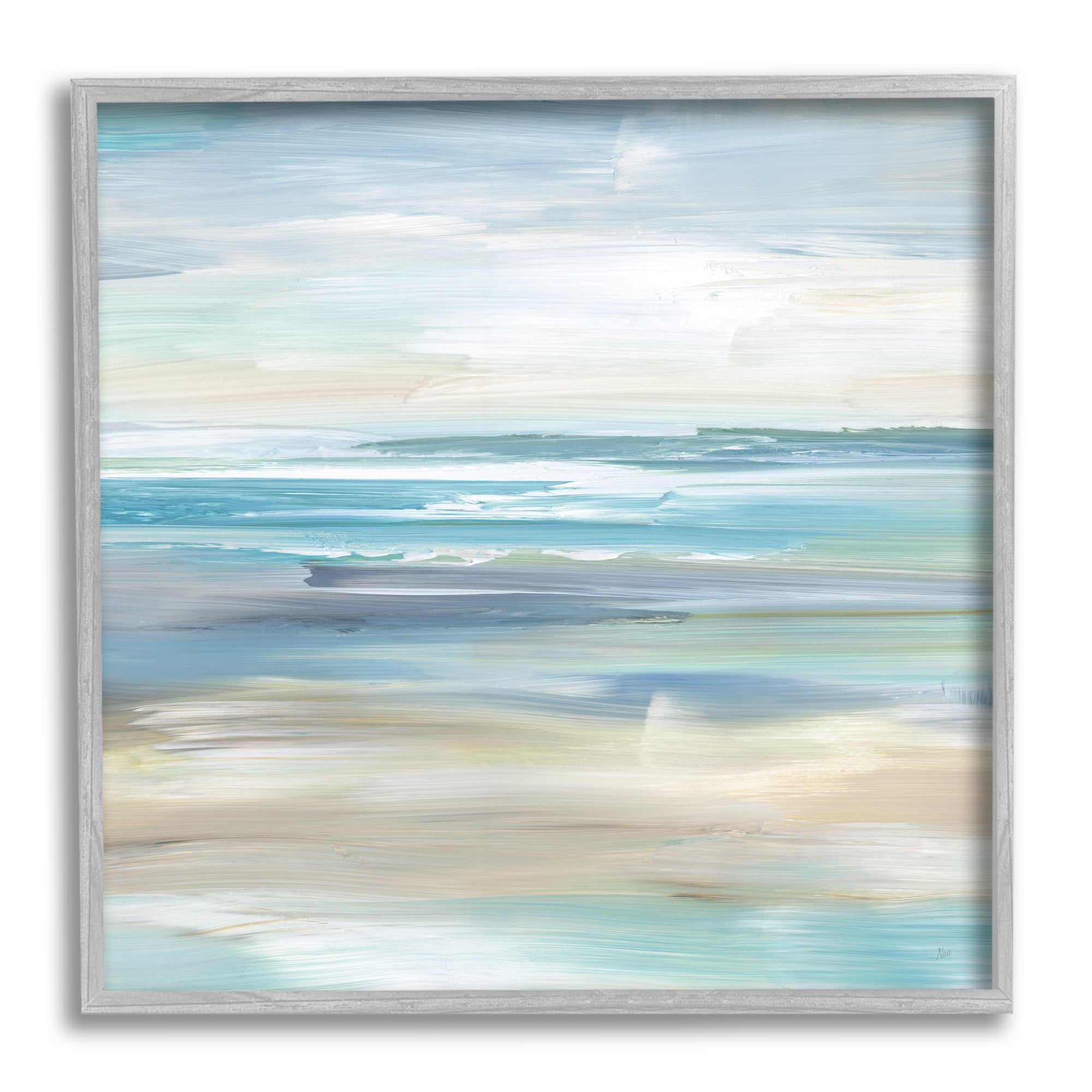 Stupell Industries Nautical Beach Shore Abstraction Coastal Painting Gray Framed Art Print Wall Art
