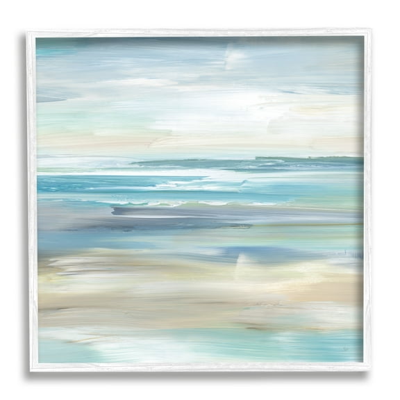 Stupell Industries Nautical Beach Shore Abstraction Coastal Painting White Framed Art Print Wall Art
