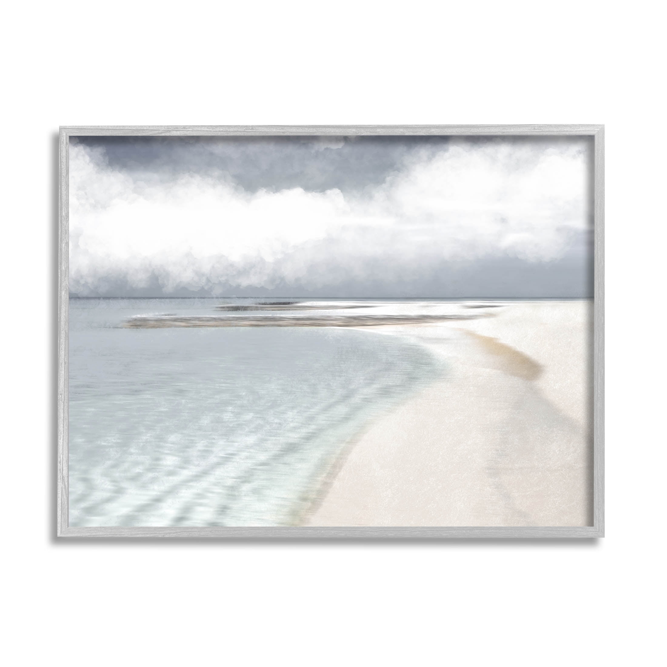 Stupell Industries Nautical Beach Waves Crashing Shoreline Graphic Art Gray Framed Art Print Wall Art, Design by Marcus Prime