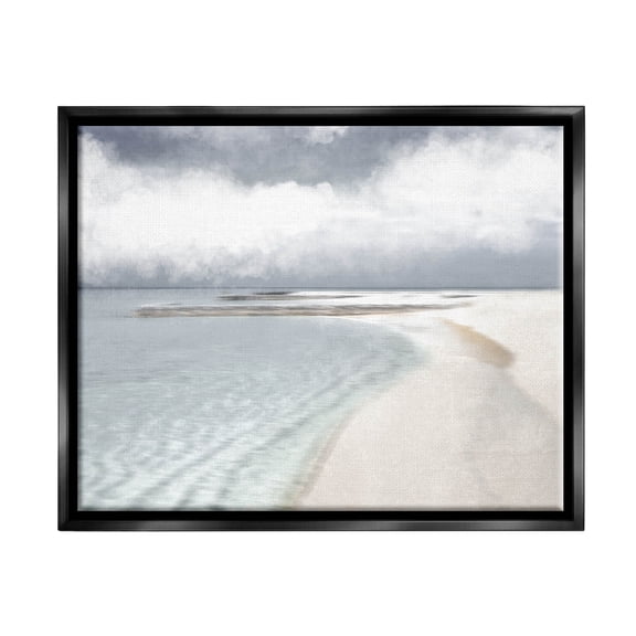 Stupell Industries Nautical Beach Waves Crashing Shoreline Graphic Art Jet Black Floating Framed Canvas Print Wall Art, Design by Marcus Prime